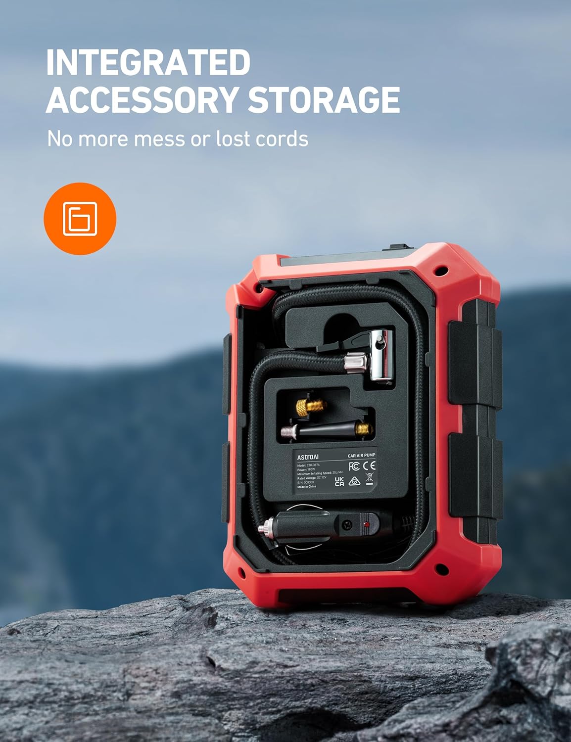 AstroAI Portable Air Compressor and Tire Inflator - 12V DC Auto Accessory with LED Light and Digital Display - 100PSI for Car, Bicycle and Other Tires