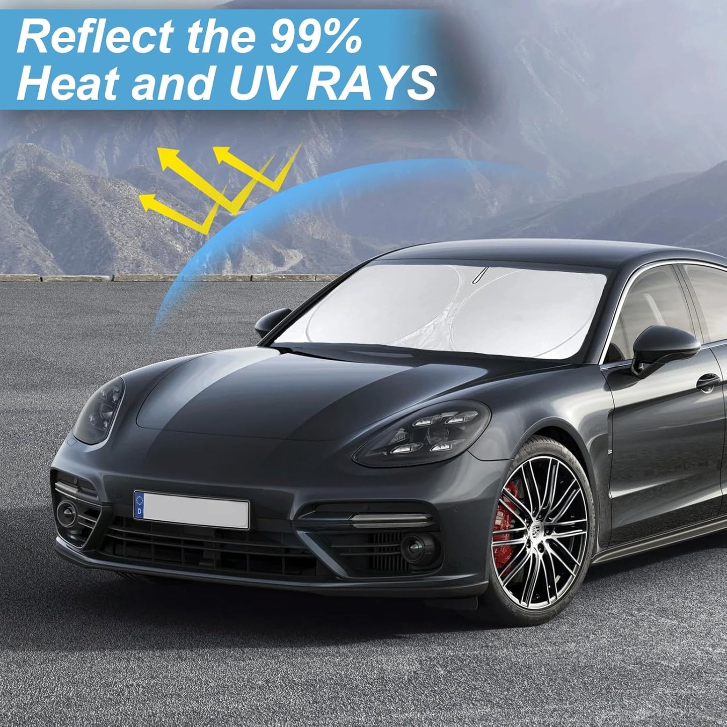 Sunshade for 2017-2023 2024 2025 Porsche Panamera Accessories Front Window Sun Shades Shield Cover for Windshield Foldable 210T Sun Visor