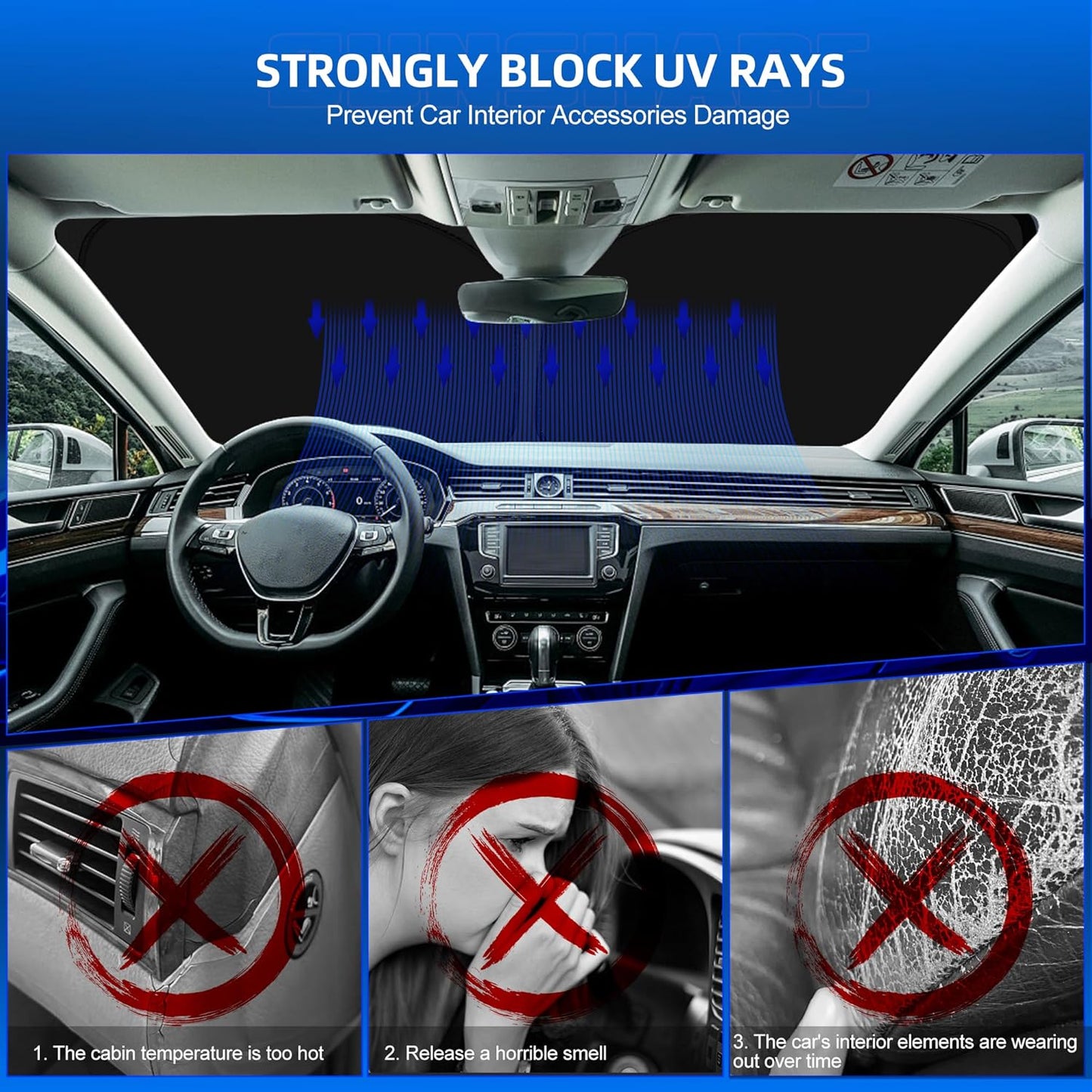 Windshield Sun Shade for Toyo-ta Prius 2010-2015 (NOT for Prius C or Prius V) Foldable Sunshade Custom Fit Front Window Car Interior Accessories Protector Blocks UV Rays
