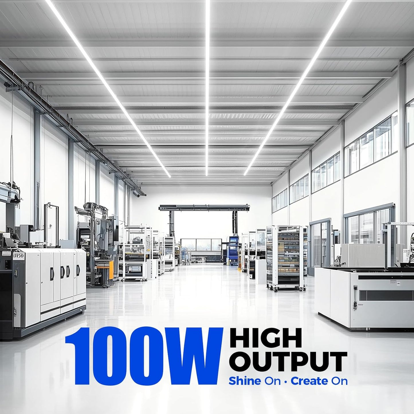 Barrina 8FT LED Shop Light, 100W 15000LM 5000K, Clear Cover Linkable LED Tube Lights, V Shape Integrated T8 Lighting, Ceiling Lights for Garage, Warehouse, Workshop, ETL Listed,10 Pack