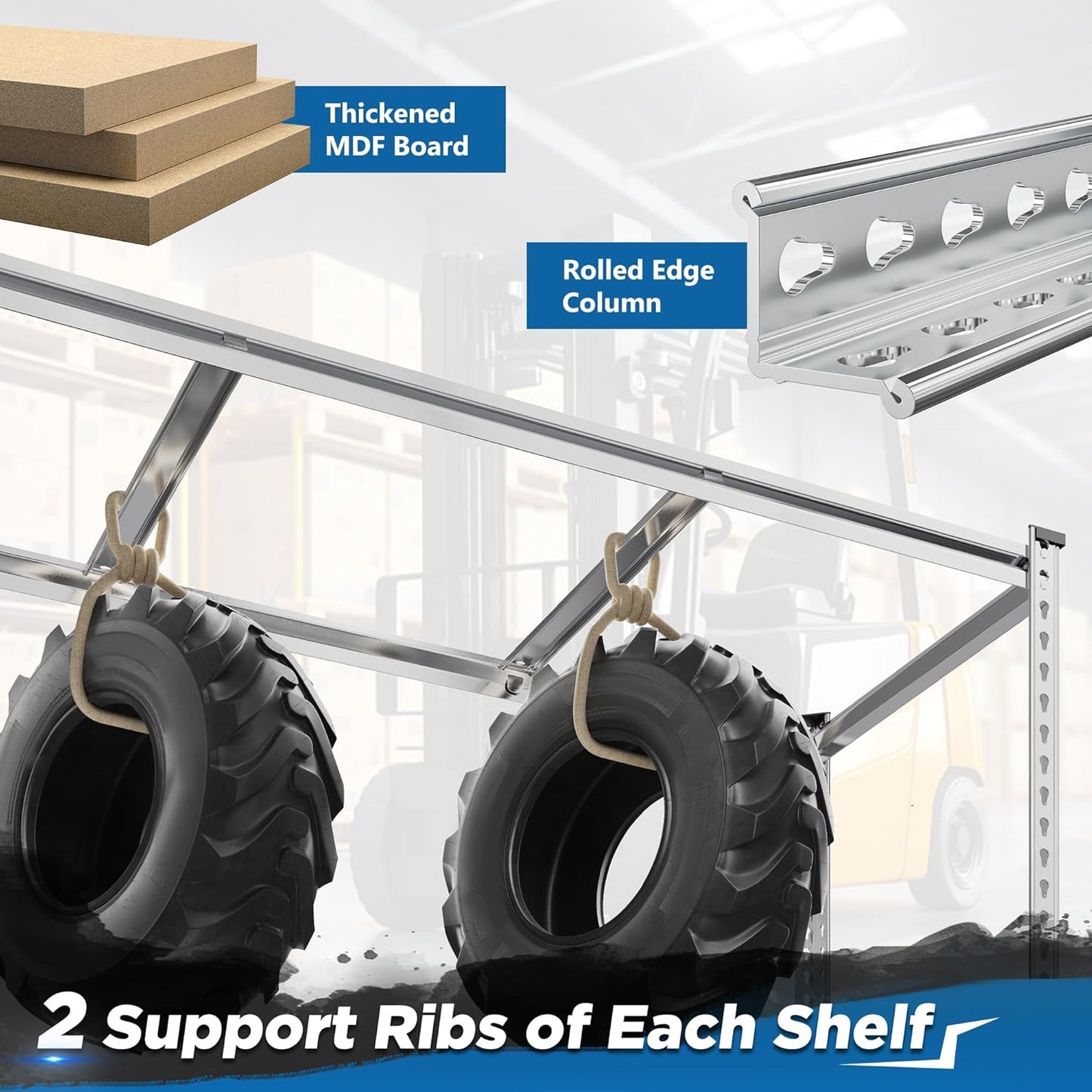 REIBII Garage Shelving, 4 Tier Storage Shelves Load 2000LBS, Adjustable Garage Shelving Heavy Duty, Metal Shelves Unit for Basement, Warehouse, 48" W x 60" H x 18" D, Galvanized