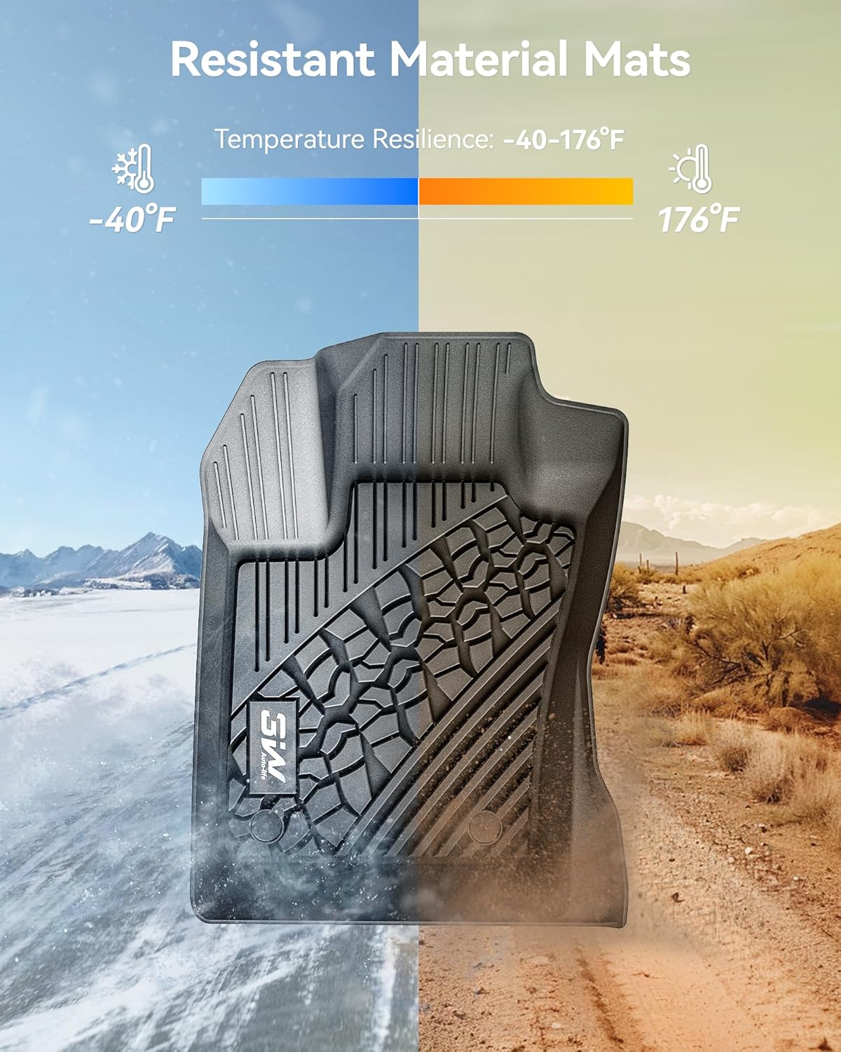 3W Floor Mats Fit for 2017-2025 Jeep Compass, TPE All Weather Custom Fit First and Second Rows Full Set Car Mats, Black