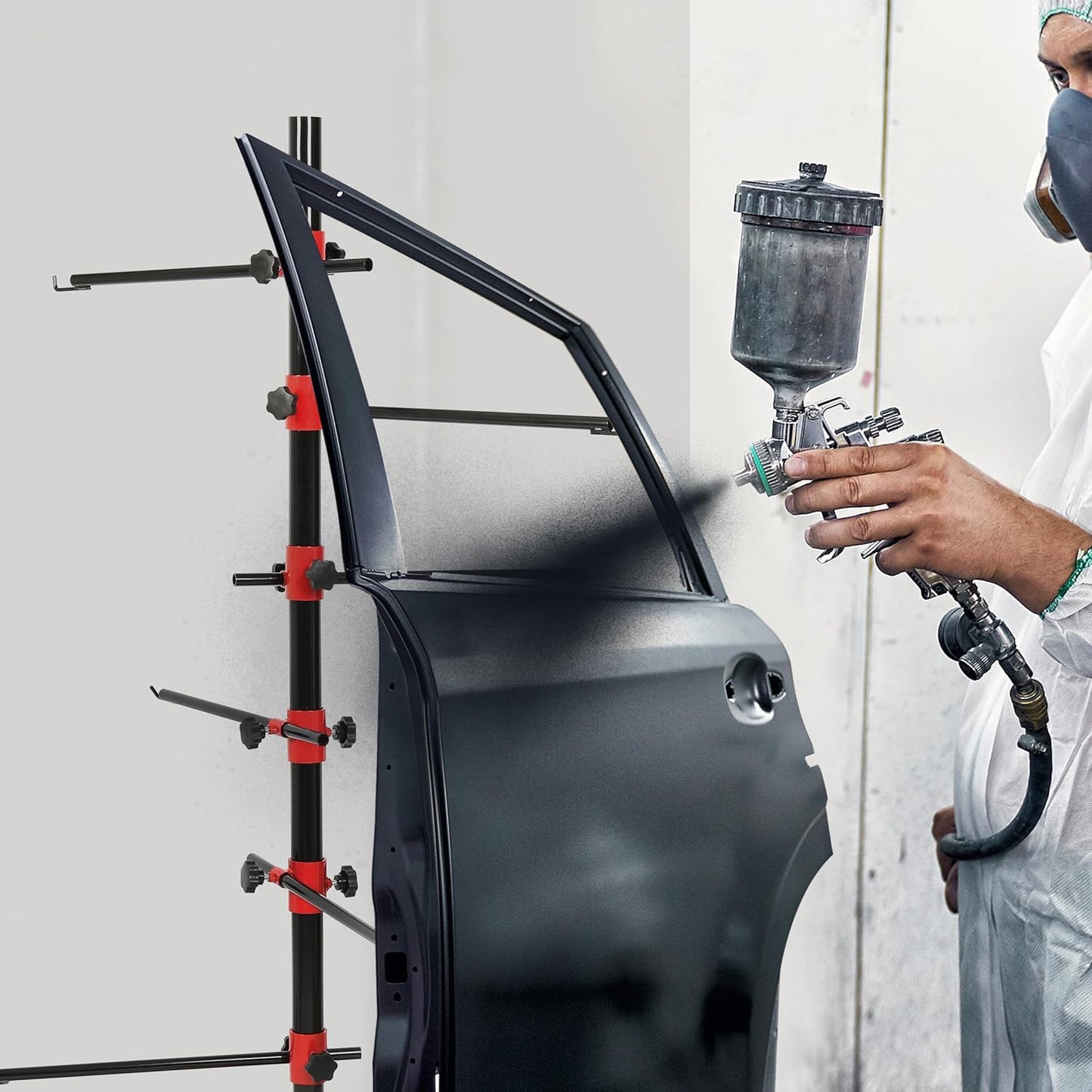 Kojem 72In Universal Auto Paint Rack Stand Tree Holder Adjustable Center Post Steel Powder Coated