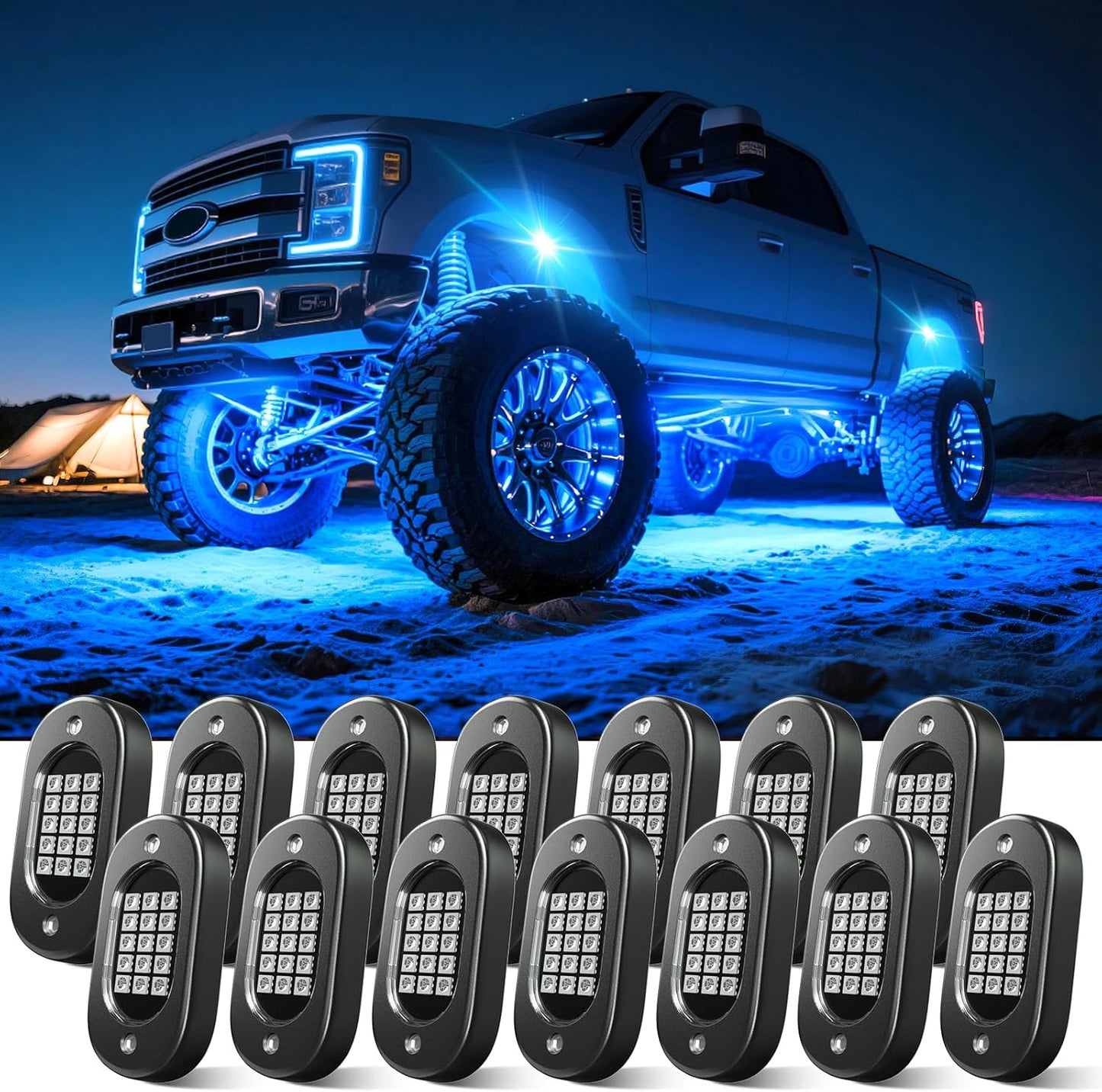 Honalia Rock Lights for Trucks 14 pods, RGB Truck Rock Lights with Music Mode, Neon Light Kits for UTV ATV Golf Cart RZR