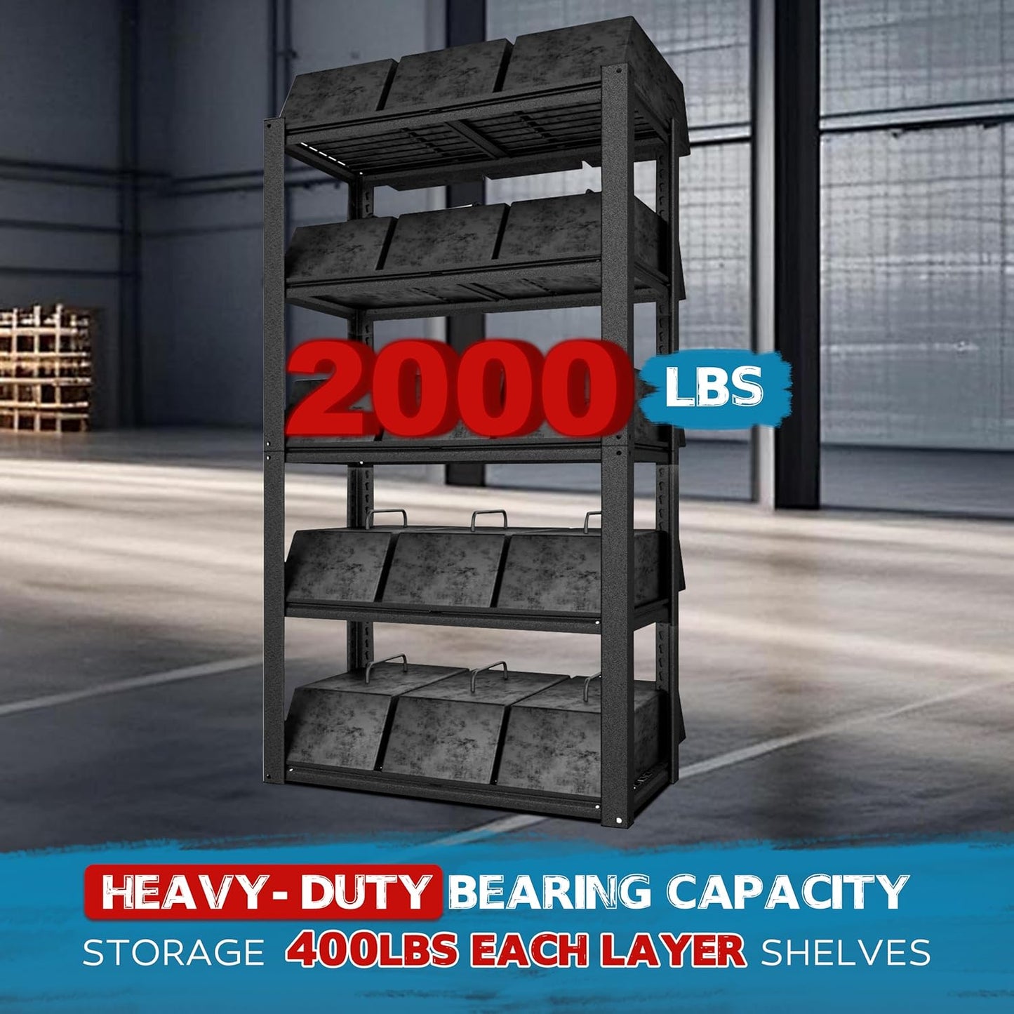 MUPATER 35.8" W x 18.1" D x 72" H Metal Storage Shelves, Standing Utility Shelf Racks, Garage Shelving Unit, 5 Tier Shelves and Adjustable Shelves for Kitchen Warehouse Garage