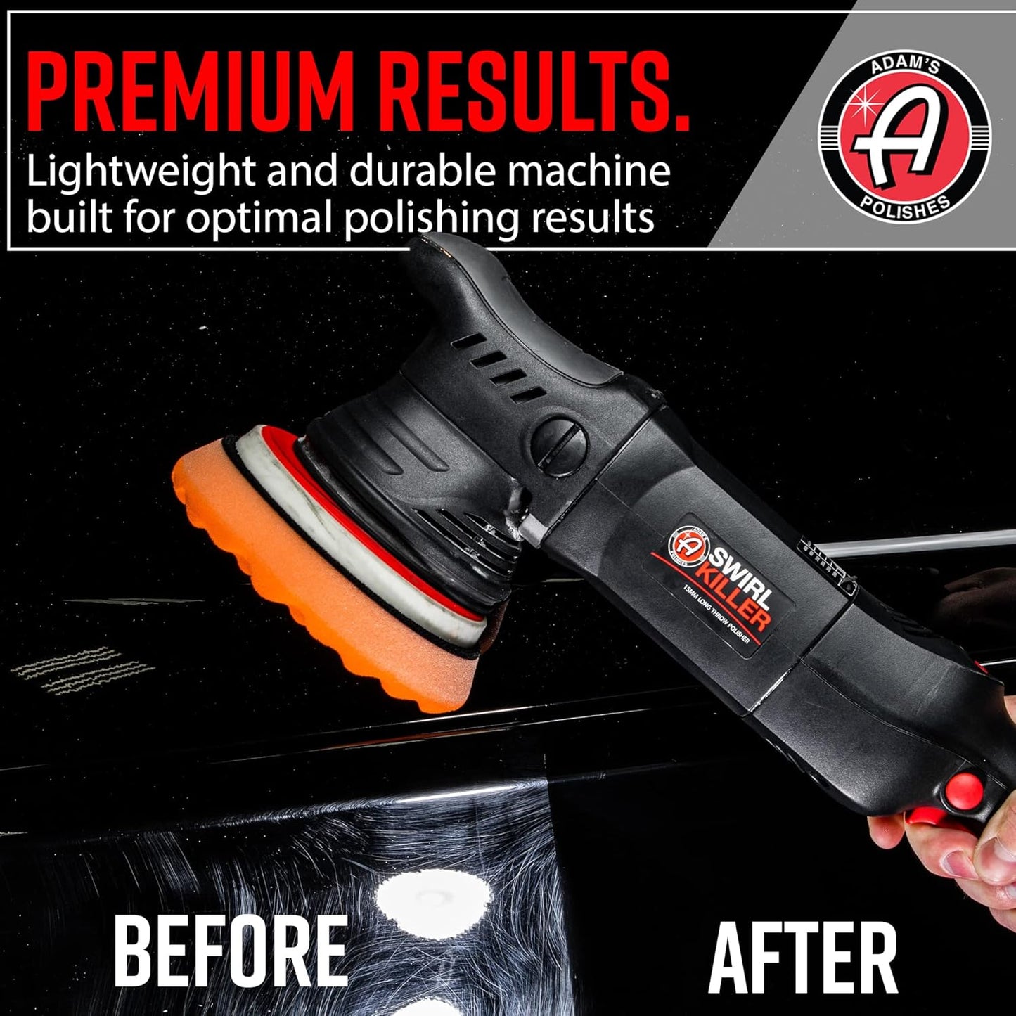 Adam's Polishes Swirl Killer 15mm Car Polisher - Buffer Polisher Dual Action Machine | Use W/Car Polish, Polishing Compound, or Car Scratch Remover | Detailing Car Wash Clay Bar Ceramic Coating