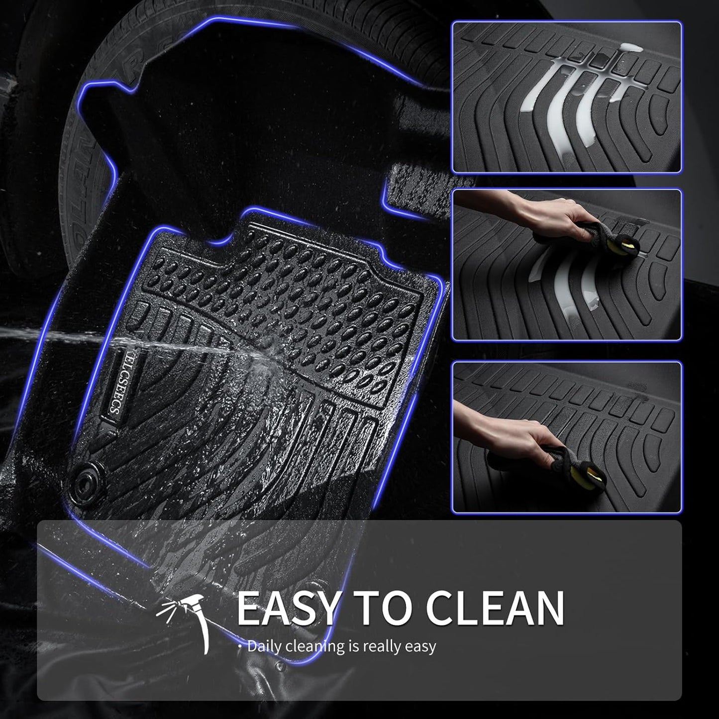 KELCSEECS All Weather Floor Mats & Cargo Liner Set for 2015 2014 2013 2012 Civic & Civic Si Only Sedan (Not Coupe) Car Mats Cargo Mat Floor Liners Trunk Mat Civic Trunk Liner