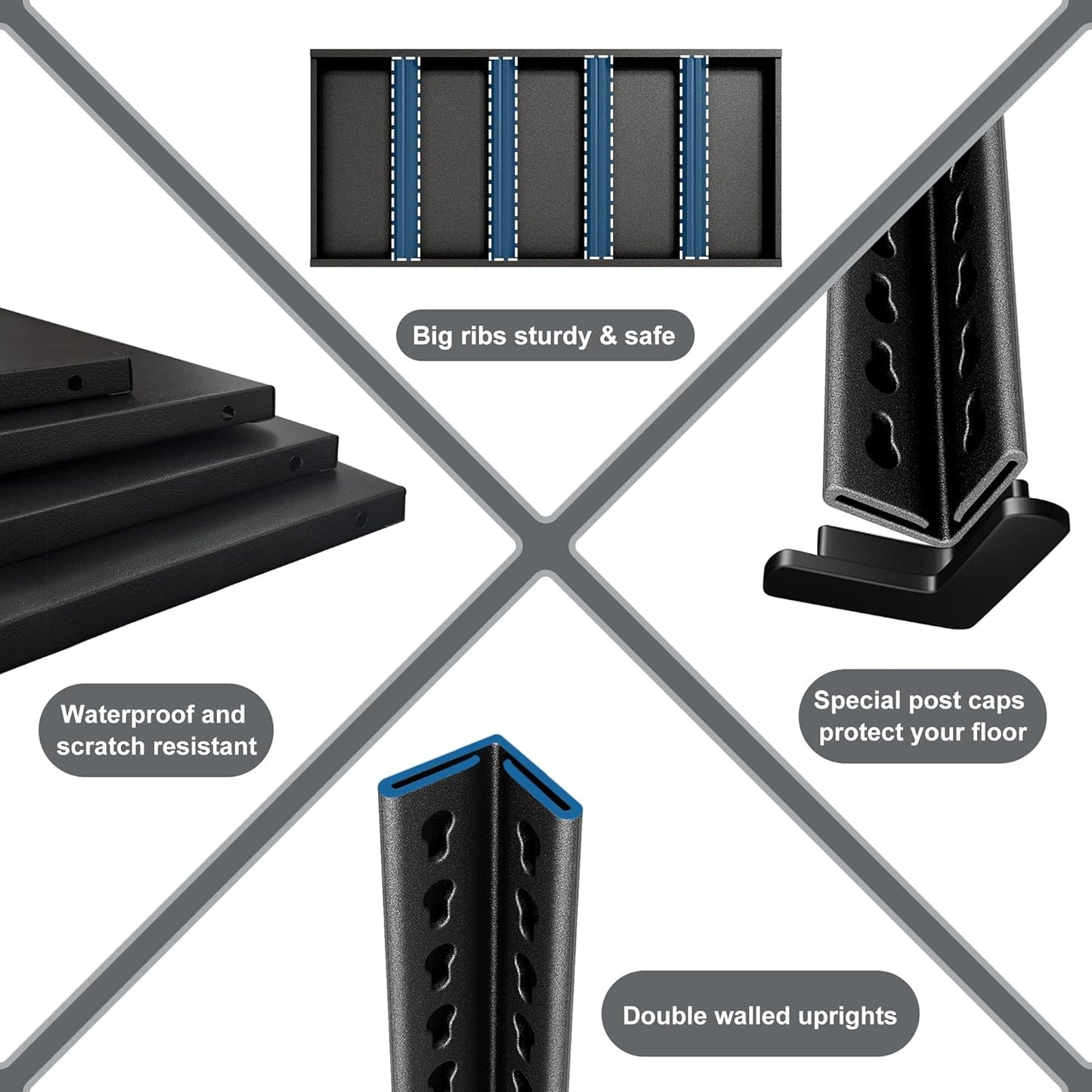 78" H Garage Shelving Heavy Duty，2800LBS Loads Adjustable Garage Storage Shelves,5-Tier Metal Storage Racks and Shelving Units, Utility Rack Shelves,48”W x 18”D x 78”H,Black