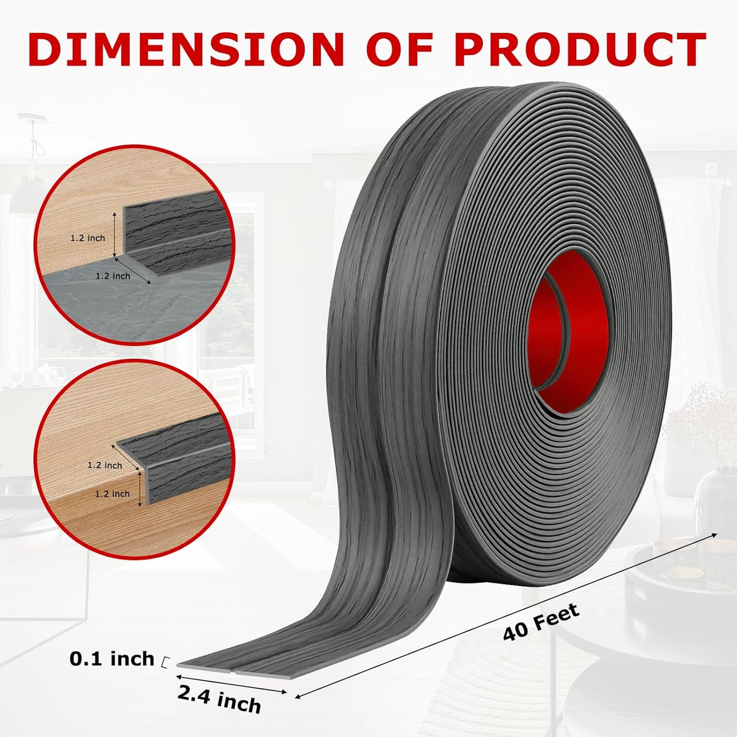 Flexible Wall Corner Protector Moulding Trim Peel and Stick Wall Corner Guards Edge Protector Self Adhesive Molding Trim Strip for Edge Ceiling (Deep Gray Wood Grain, 2.4 in x 40 Ft)