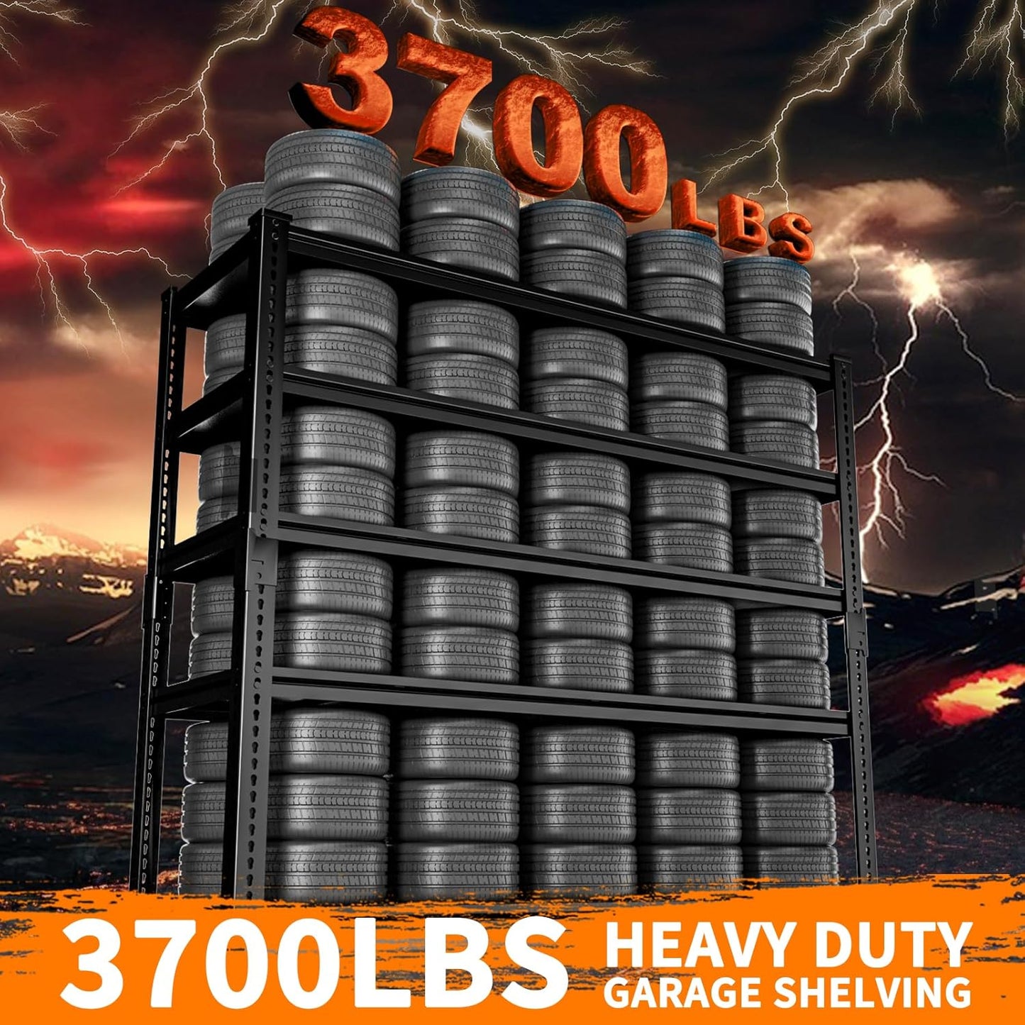 Storage Shelves Heavy Duty, 48"L x 18"W x 72"H Garage Storage Shelves Unit Loads 3700LBS, 5-tier Adjustable Metal Industrial Utility Shelf Rack for Kitchen, Laundry Room, Pantry, Warehouse, Basement