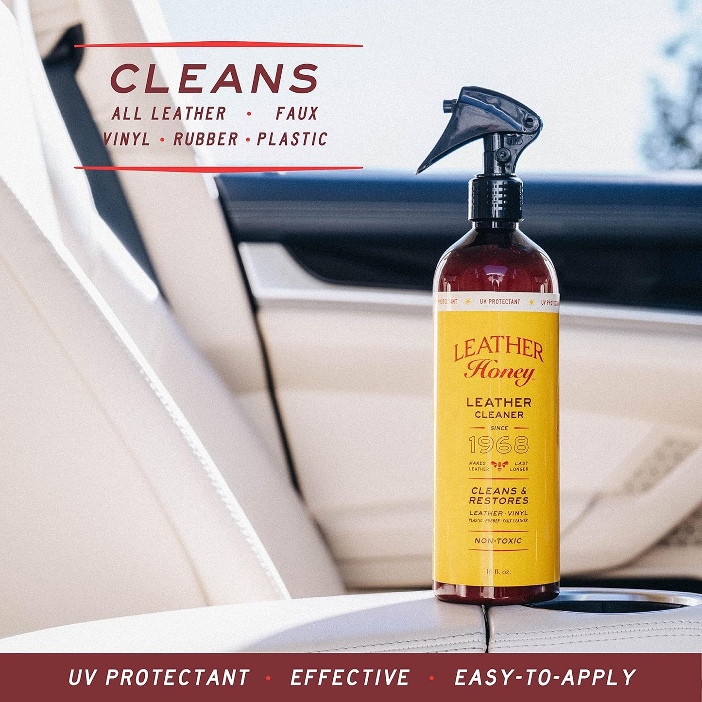 Leather Honey Cleaner and Conditioner Bundle with 16oz Spray Cleaner with UV Protectant and 8oz Conditioner