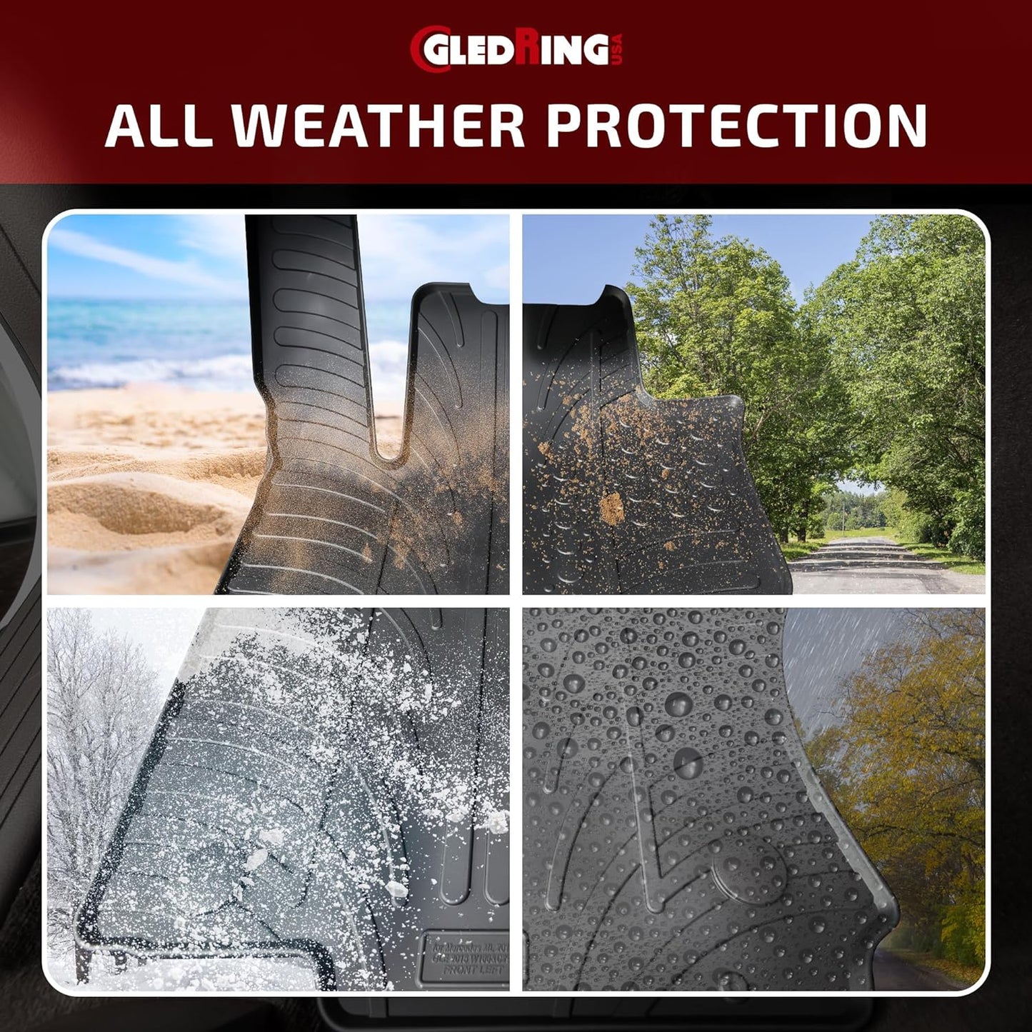 Gledring USA Custom Fit All-Weather Rubber Floor Mats Intended for Range Rover Sport 2014-2022, No Trimming Required, Tailored Custom Fit, Protects from Rain, Mud, & Snow