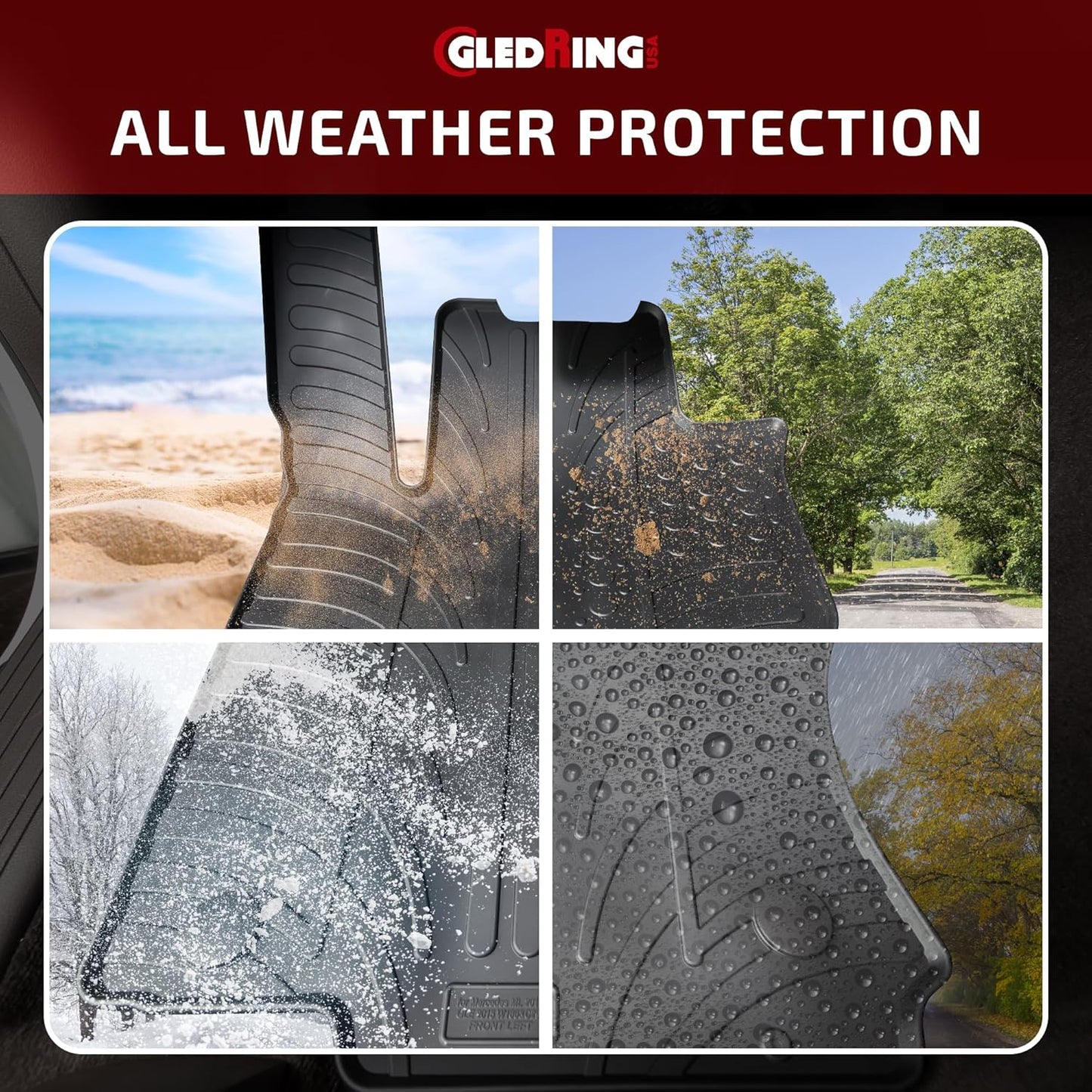 Gledring USA Custom Fit All-Weather Rubber Floor Mats Intended for Toyota Prius 2010-2011, No Trimming Required, Tailored Custom Fit, Protects from Rain, Mud & Snow