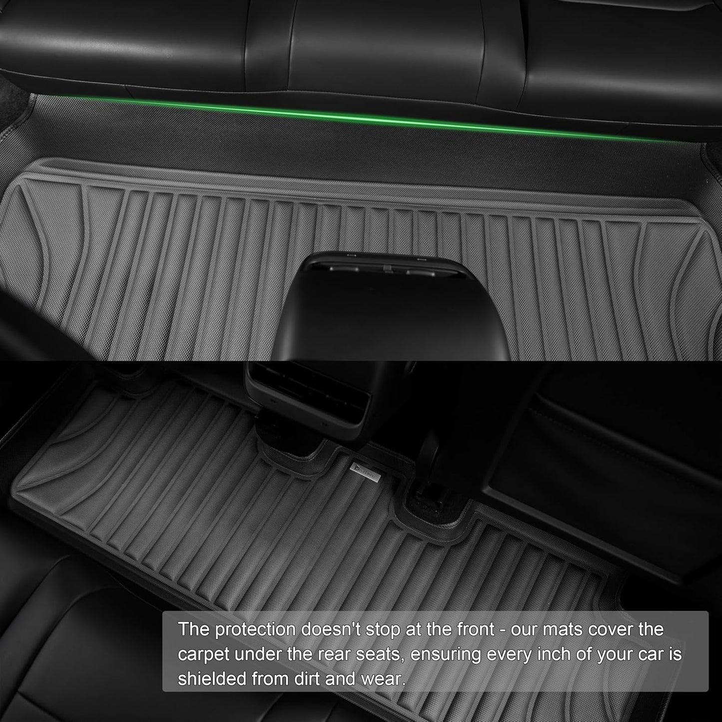 Floor Mats for Tesla Model Y（2021-2025） Custom Fit All Weather Cargo Liner Cargo Trunk，Full 360° Cabin Protection，GapZero Fit with TrackGuard Rail Protection (Does NOT fit 7-Seat & Juniper)