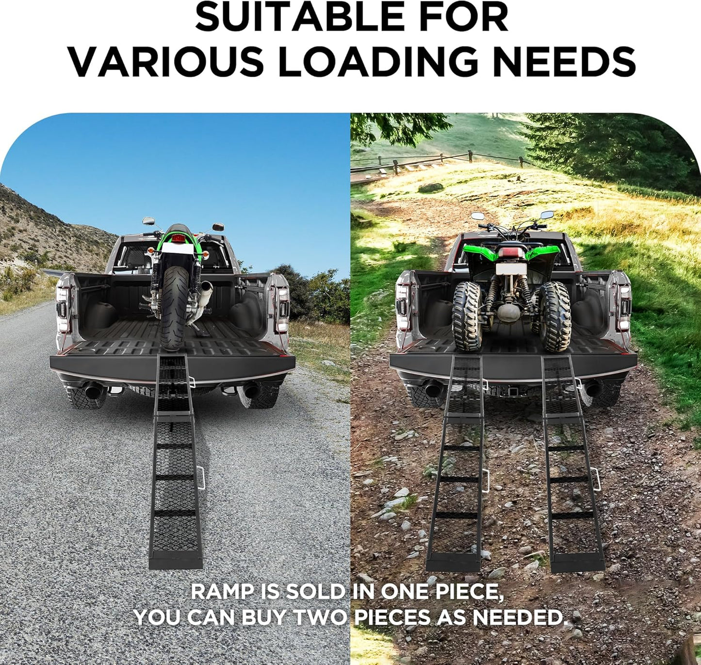 Rockland Heavy Duty Steel Loading Ramp, 800 LBS Capacity, 80" x 11", Portable Folding Truck Ramp with Handle for Motorcycles, Ebikes, Dirtbikes and ATVs, for Trailer and Pickup Truck, 1 Piece