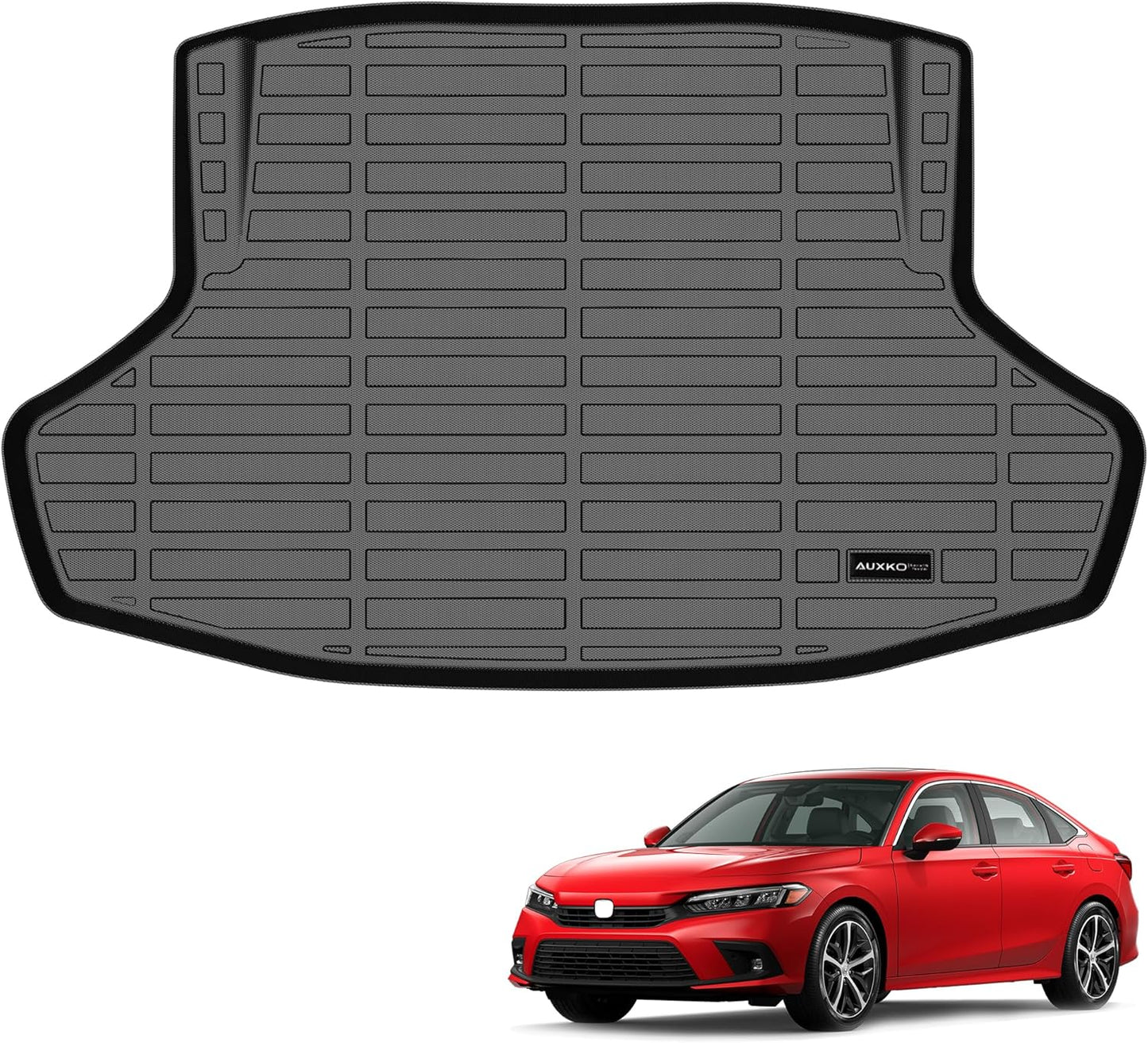 Auxko All Weather Cargo Liner Fit for Honda Civic Sedan(Not for Hatchback) 2022-2025 2026 TPE Rubber Liners Civic Accessories All Season Guard Odorless Anti-Slip Cargo Mat Black