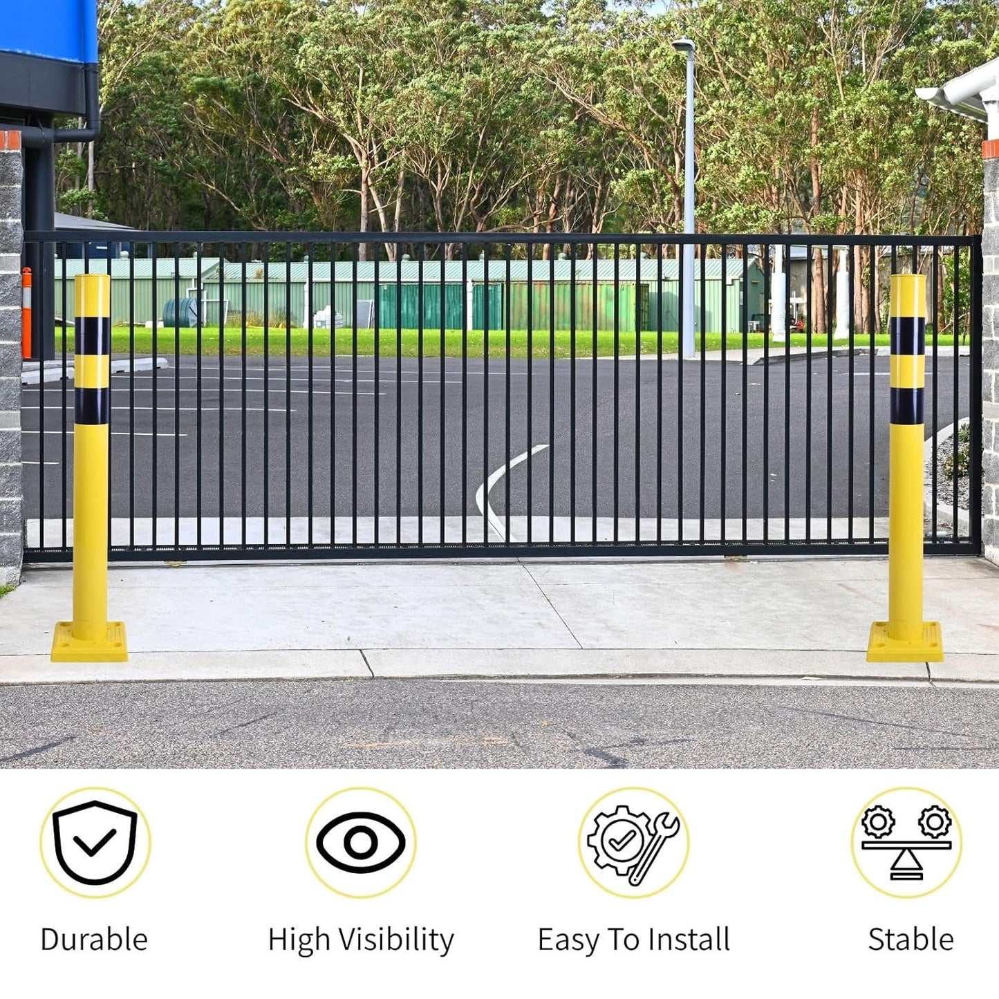 4 Pack 4" Diameter SpringBack Safety Bollard Post with 4 Anchor Bolts for Parking Garage, Warehouse, Driveway & Outdoor Use (42"H 4Pack)