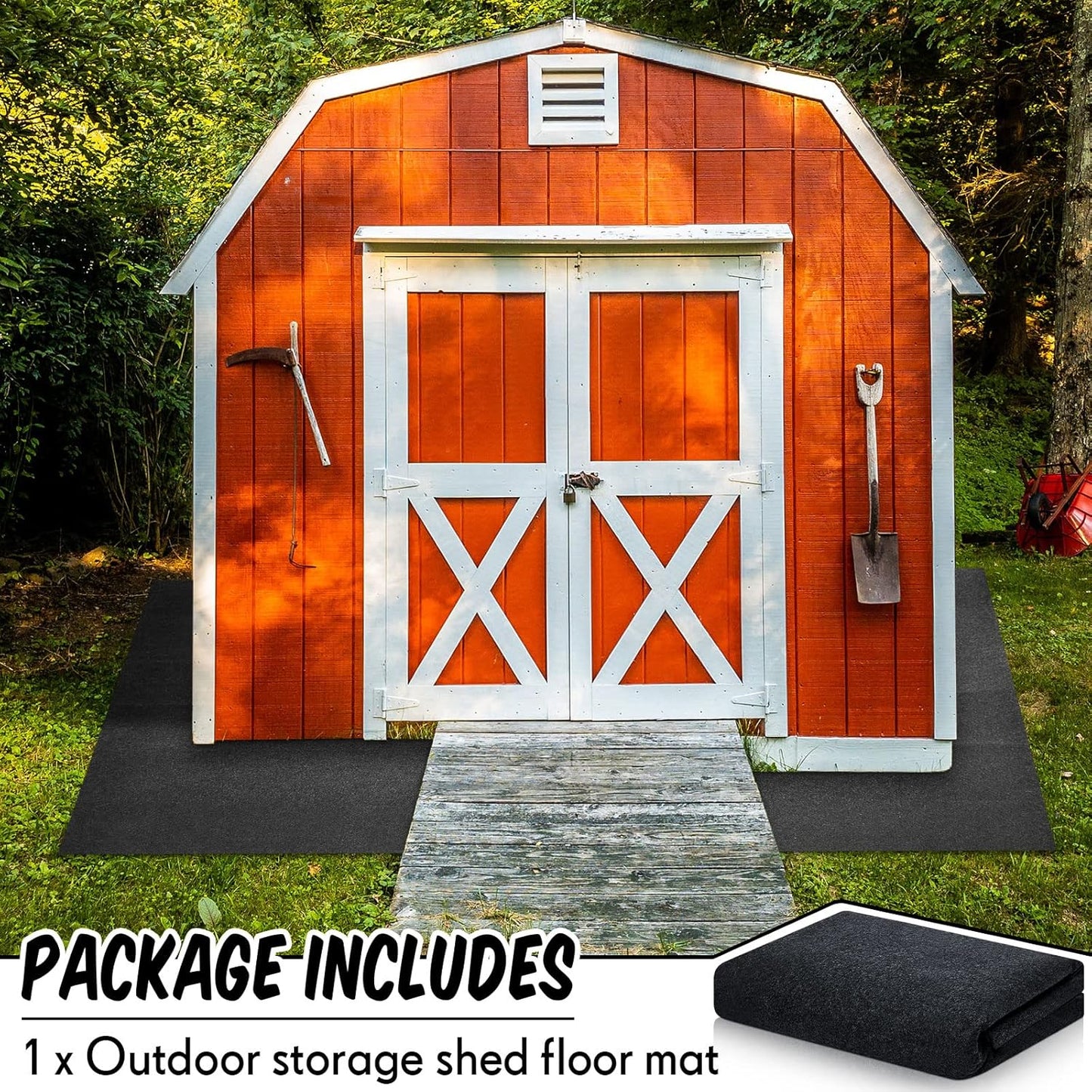 Haull Outdoor Storage Shed Floor Moat Waterproof Outdoor Carport Mat Thickened Soft Patio Furniture Pad Washable with Non Slip Backing, Storage Shed Not Included(3 x 3 ft)