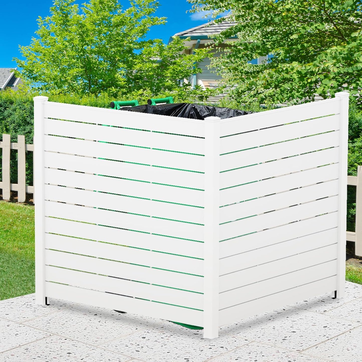 Kozyard Ground Mounting Kit for 2-Panel Privacy Screens – Perfect for Securing to Concrete – Helps Hide Clutter and Keep Your Outdoor Space Neat – Fits Both White & Black Panels