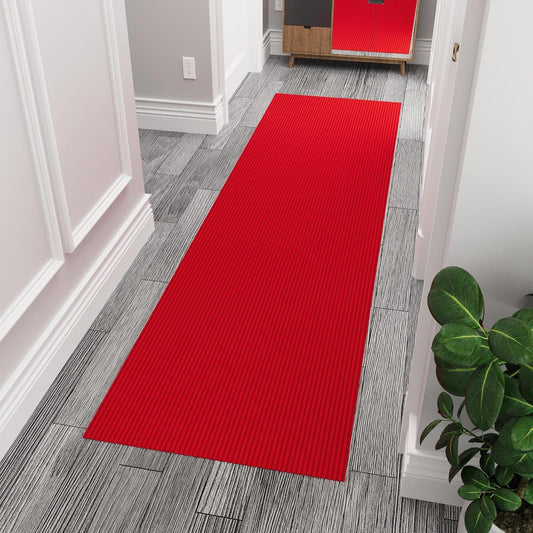 Ottomanson 2'7" x 7' Hallway Runner with Scraper Pile Extra Durable Non-Slip Rug Mat for Indoor & Outdoor Use - Ideal for Kitchen, Entryway, Patio & Garage - High-Traffic Carpet, Red