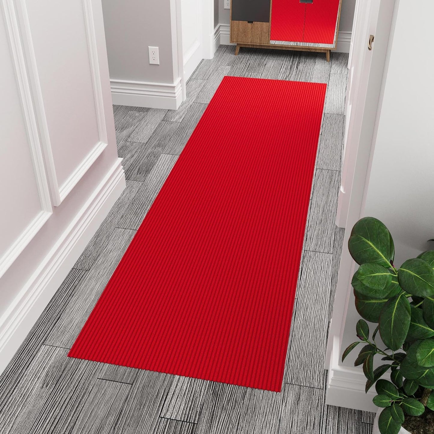 Ottomanson 2' x 10' Hallway Runner with Scraper Pile - Extra Durable Non-Slip Rug Mat for Indoor & Outdoor Use - Ideal for Kitchen, Entryway, Patio & Garage - High-Traffic Carpet, Red