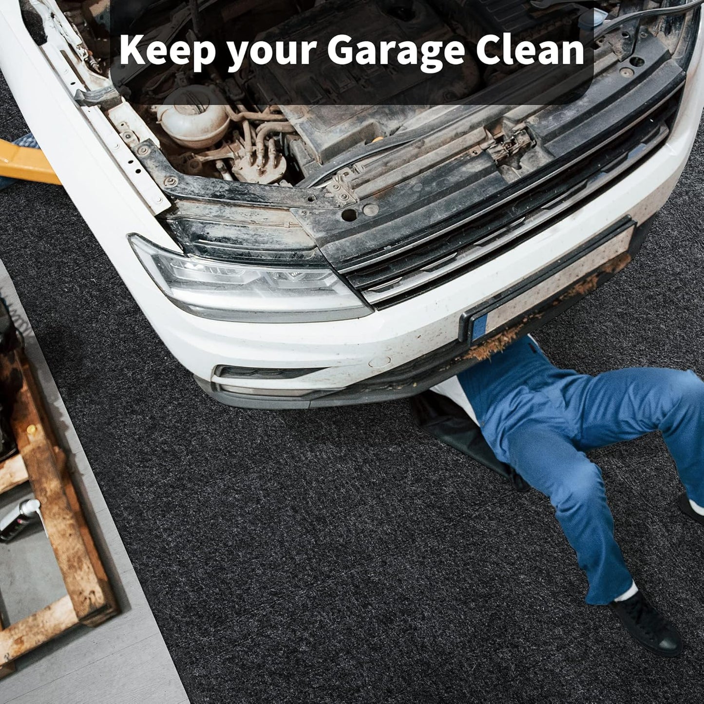 HOMBYS Extra Large Garage Floor Mats for Under Car, Dark Grey Garage Flooring Rug, Motorcycle Oil Spill Mat, Absorbent Oil Garage Parking Mat 8’10" x22', Non Slip and Waterproof Backing