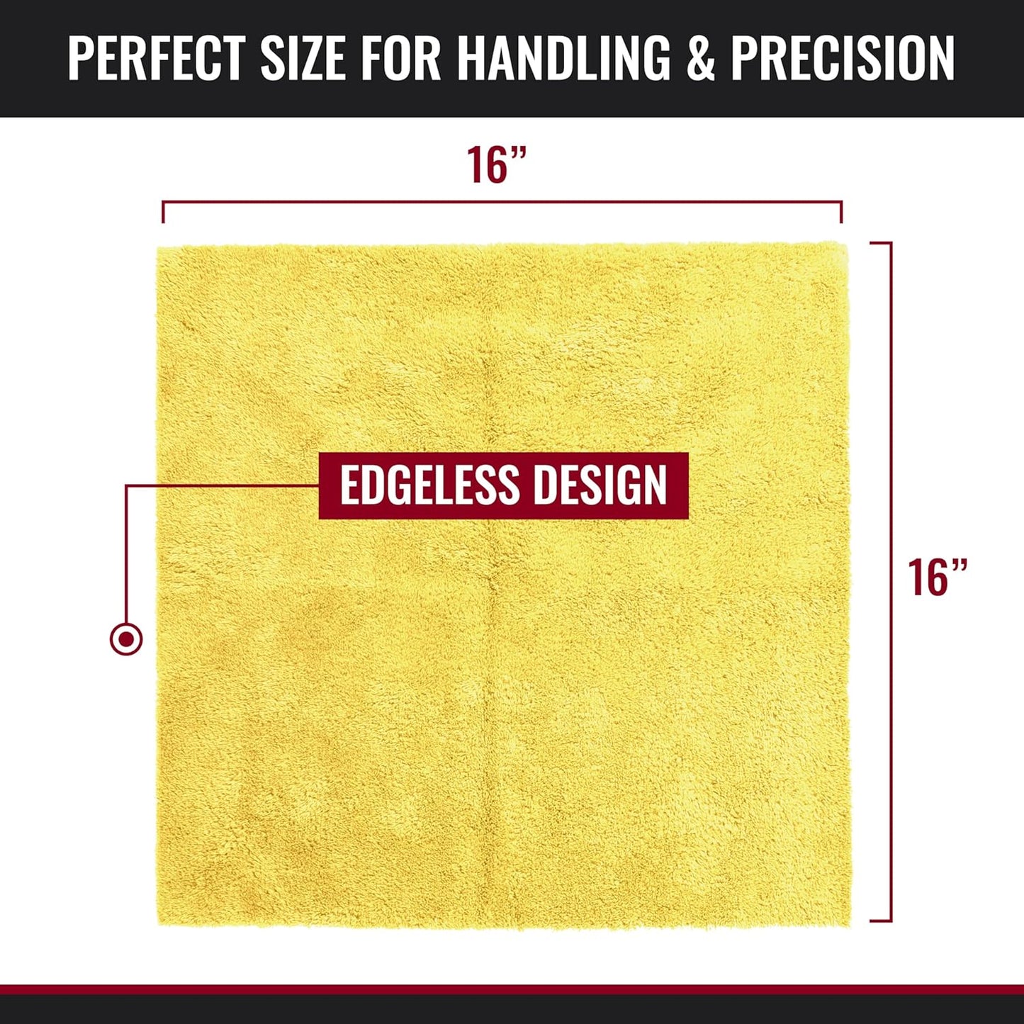 Microfiber Cleaning Cloth - The Yellow Rags, Streak-Free Cleaning Towels for Car Wash and Housekeeping, Ultra-Absorbent with Cut Edges to Avoid Scratches (Pack of 5, 16"x16")