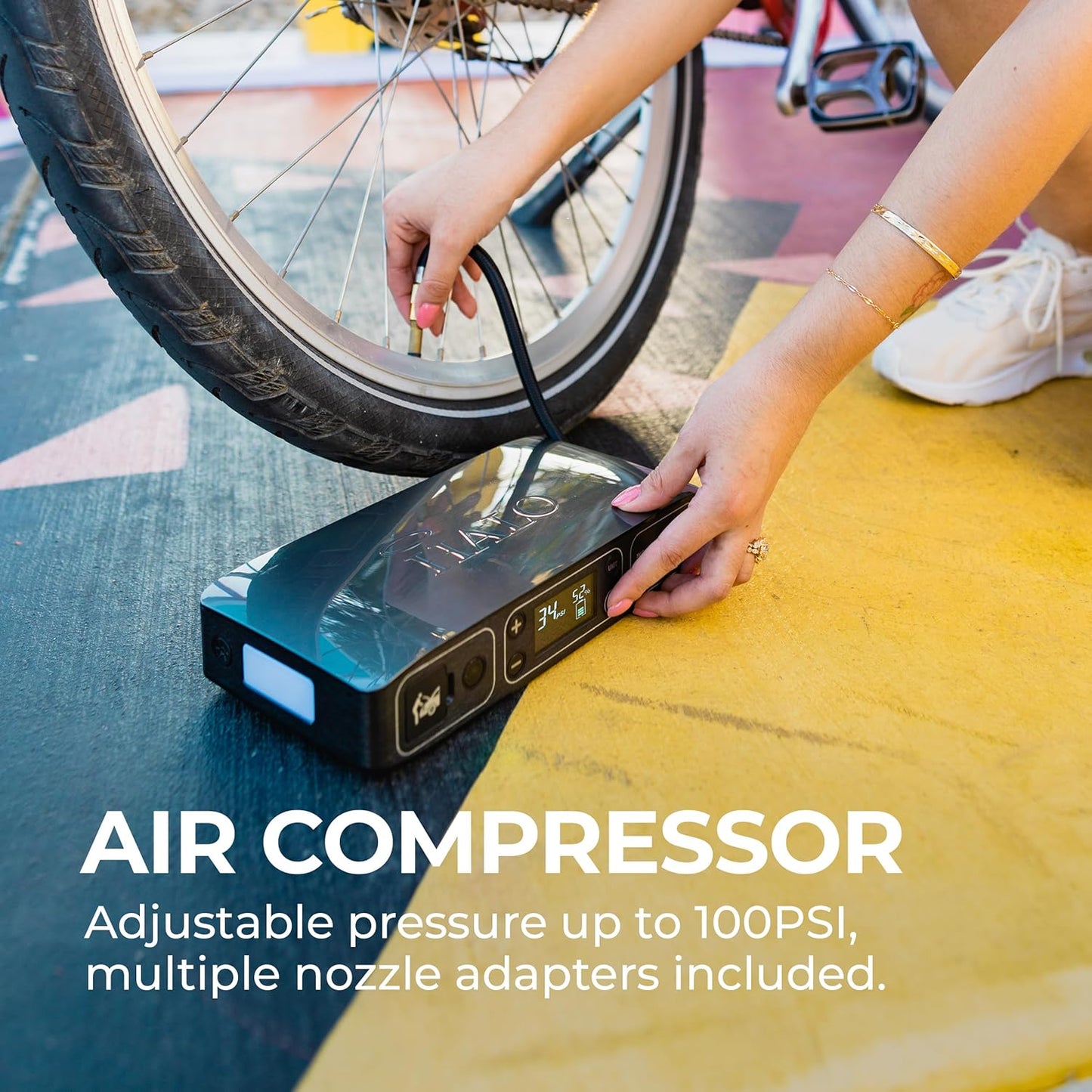 HALO Bolt Air 58830 Portable Car Battery Jump Starter | 100 PSI Air Compressor, 58.8Wh USB Power Bank, Emergency Floodlight & Charger, Jumps Cars SUVs & Trucks, Inflates Tires, TSA Approved — Camo