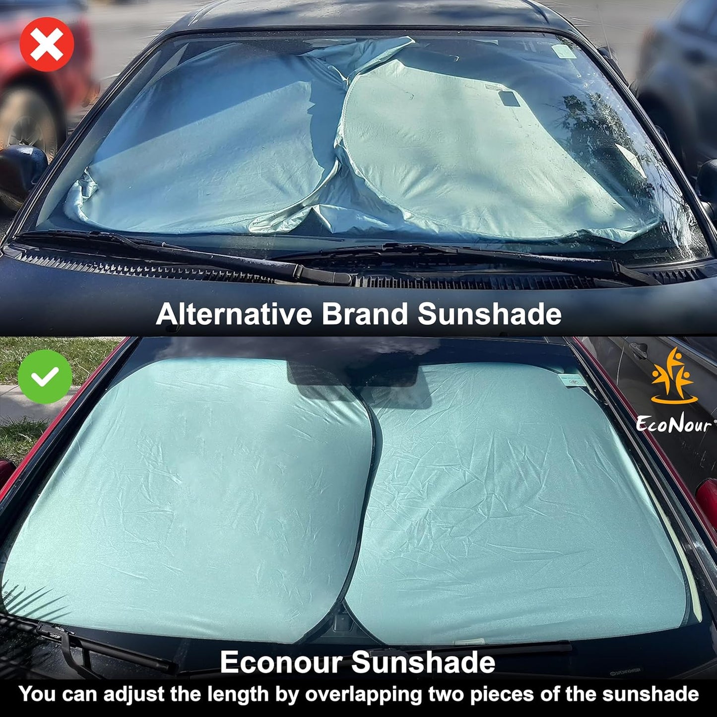EcoNour Car Windshield Sun Shade Foldable | Front Windshield Shade for Sun, Heat and UV Rays | Sunshade for Car Front Window and Interior Sun Protection | Medium (31 * 28 inches)
