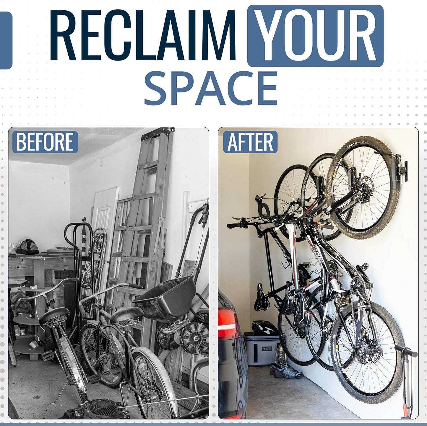 StoreYourBoard Bike Swivel Rack – Wall Mounted Garage Bike Storage, Vertical Hanger with 120° Swing Design & Stopper, Space-Saving Indoor Wall Mount – Fits Kids Bikes, BMX & More