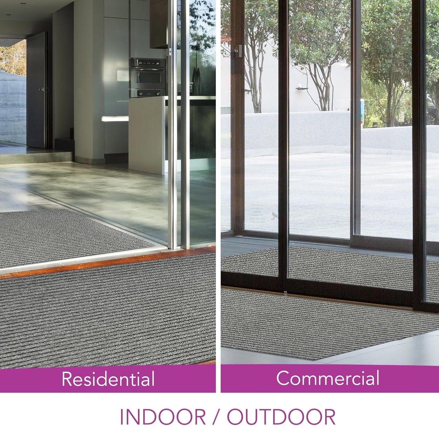 iCustomRug Spartan Weather Warrior Indoor/Outdoor Utility Ribbed Carpet Runner with Non-Slip Thermoplastic Rubber Backing, 3ft X 68ft in Grey