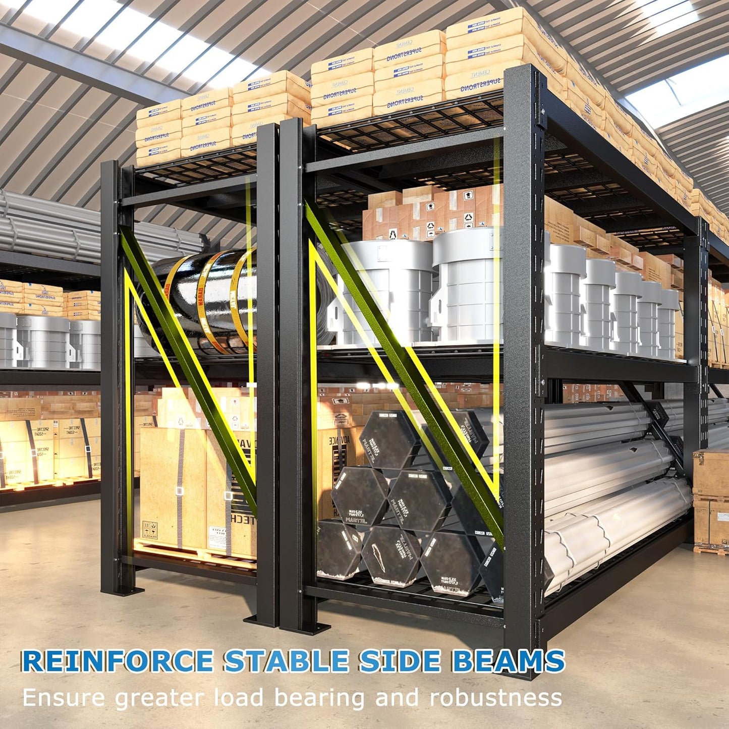 Bepatio 8250LBS Garage Shelving Heavy Duty Storage Shelves Industrial Metal Shelving Adjustable 3-Tier Shelves for Garage, Warehouse Basement 24" D × 60" W × 66" H