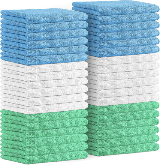 Avalon Towels Microfiber Cleaning Cloths Value Pack of 36 Size 16" x 16", Highly Absorbent, Lint Free, Reusable and Washable, Multicolor