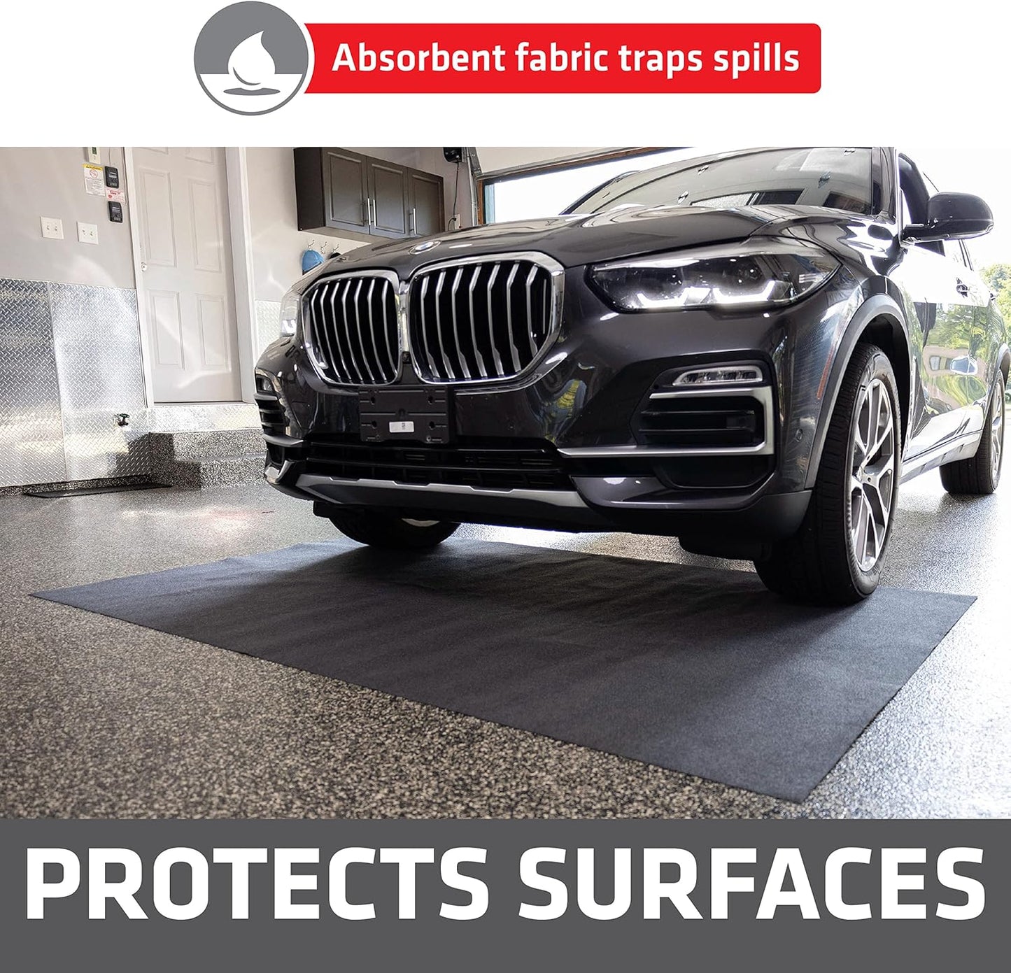 Drymate Premium Maintenance Mat Oil Spill Garage Floor Mat (60" x 72"), Absorbent, Waterproof, Contains Liquids, Protects Garage Surface or Driveway, Reusable, Washable, Durable (USA Made)