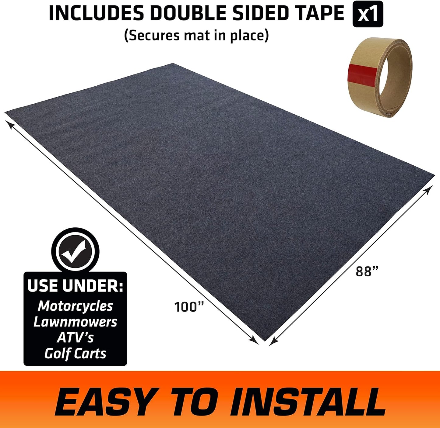 Armor All Premium Original Small Vehicle Garage Floor Mat, (8'4” x 7'4"), Protects Surfaces, Transforms Garage, Absorbent/Waterproof/Durable (Includes Double Sided Tape) (USA Made) (Charcoal)