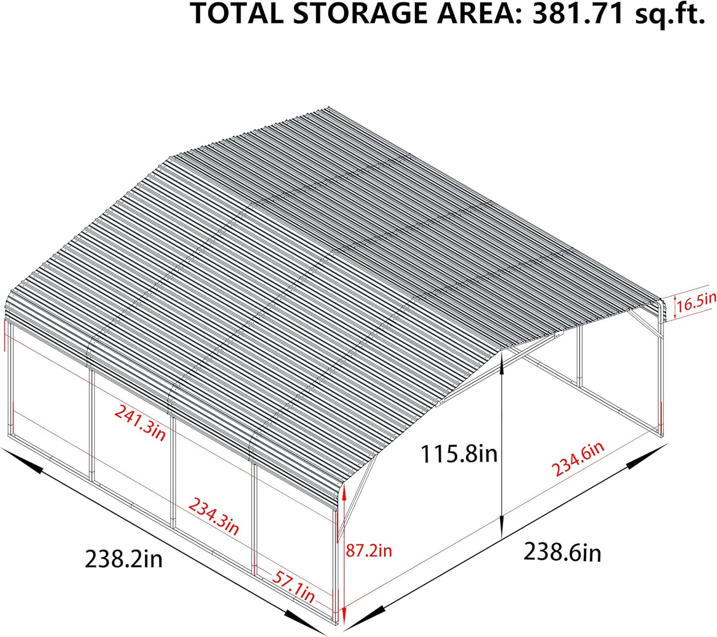 20x20 FT Carport with Metal Roof, Heavy Duty Metal Carport Canopy, Garage Car Shelter Shade for Outdoor, Car, Truck, Eggshell