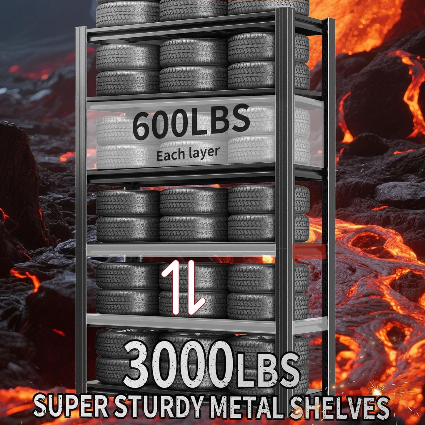 82" H Heavy Duty Garage Shelving 3000LBS Storage Shelves Adjustable 6 Tier Metal Shelving Unit, Industrial Utility Rack for Garage, Workshop, Basement, Home Office 82" H*48W*18D