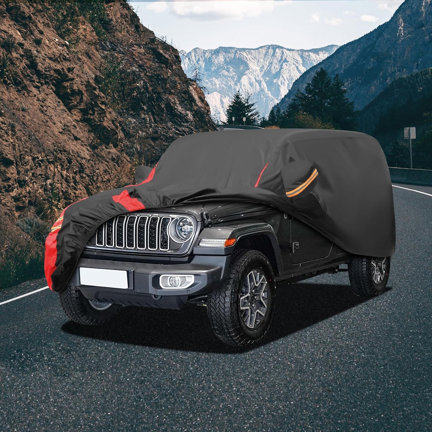 Car Cover Automobiles Waterproof All Weater Compatible with Jeep Wrangler Cover 4 Door, Outdoor Full Exterior for Covers Fits 2006-2023 JK JL