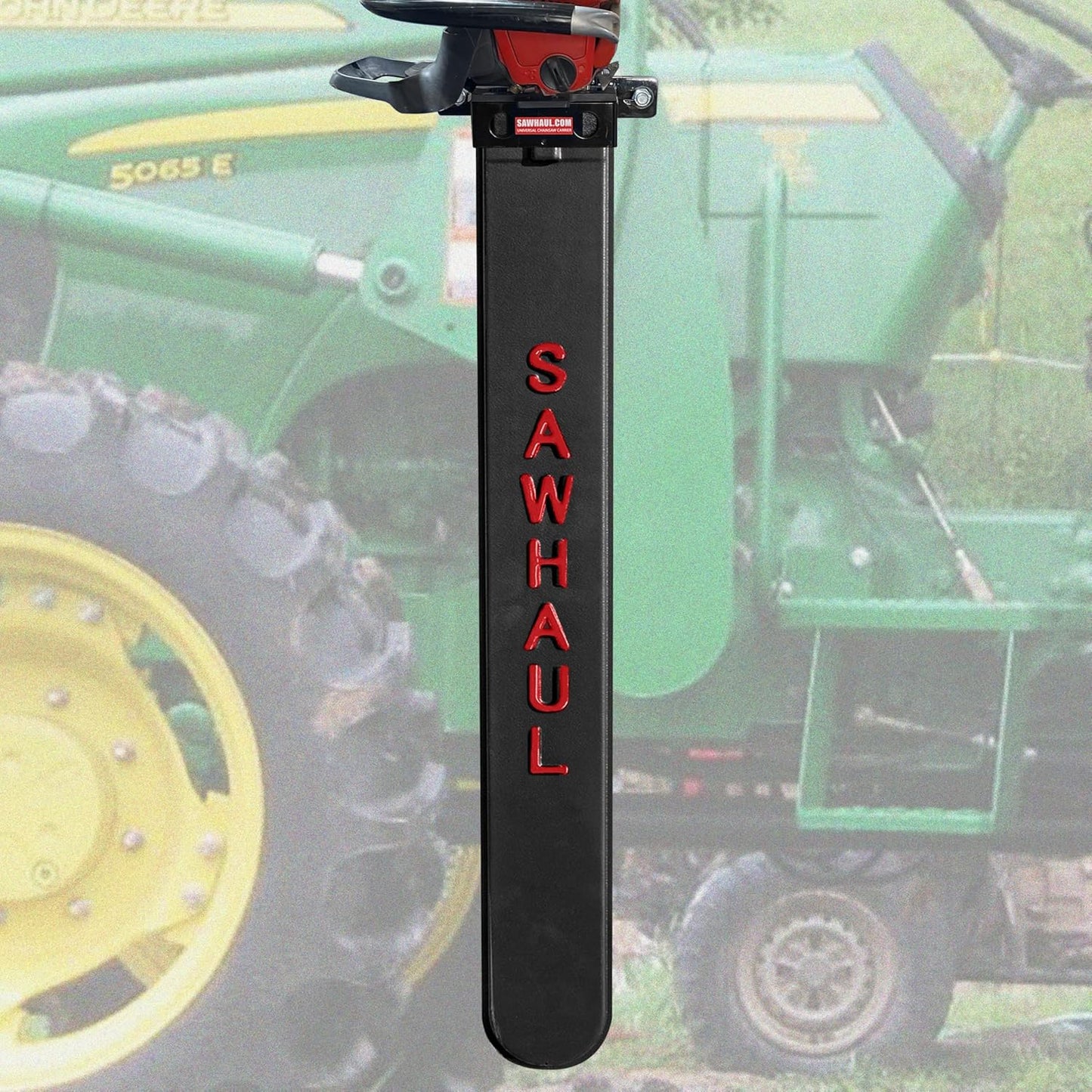 SawHaul Universal Tractor Chainsaw Holder - Made in Kansas USA - Fixed Mount Chainsaw Carrier (36" Red) Compatible w/All Brands