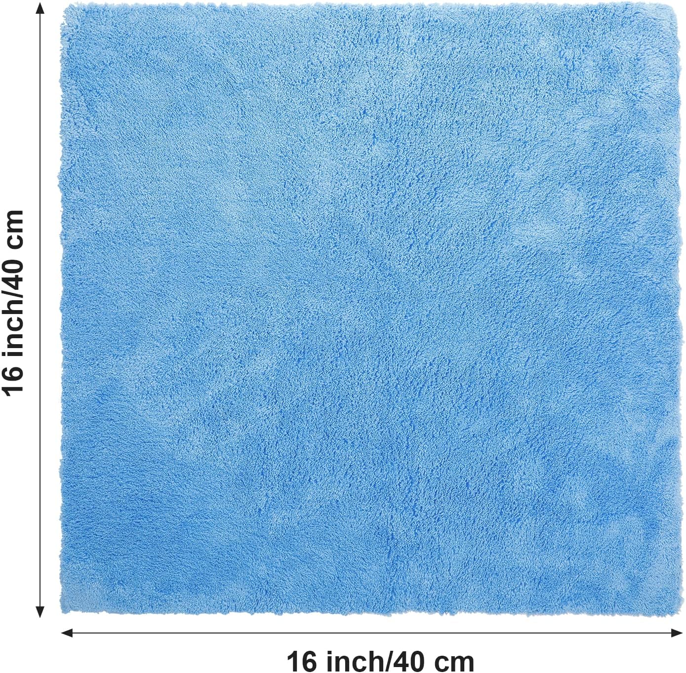 Shimeyao 30 Pcs Edgeless Microfiber Plush Towels for Cars Detailing Drying Wash Polishing Absorbent Cleaning Cloths, 500 GSM, 16 x 16 Inch(Light Blue)