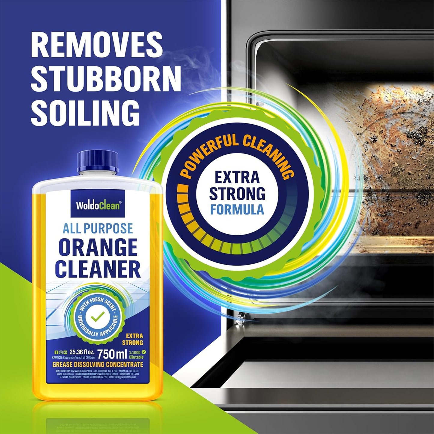 Orange Oil Cleaner Concentrated 25.36 fl oz (1 : 1000) - makes up to 200 Gallons Multi-Use Adhesive & Grease Remover, Custom-Dilution Citrus Degreaser for Floors, Kitchen & Bath