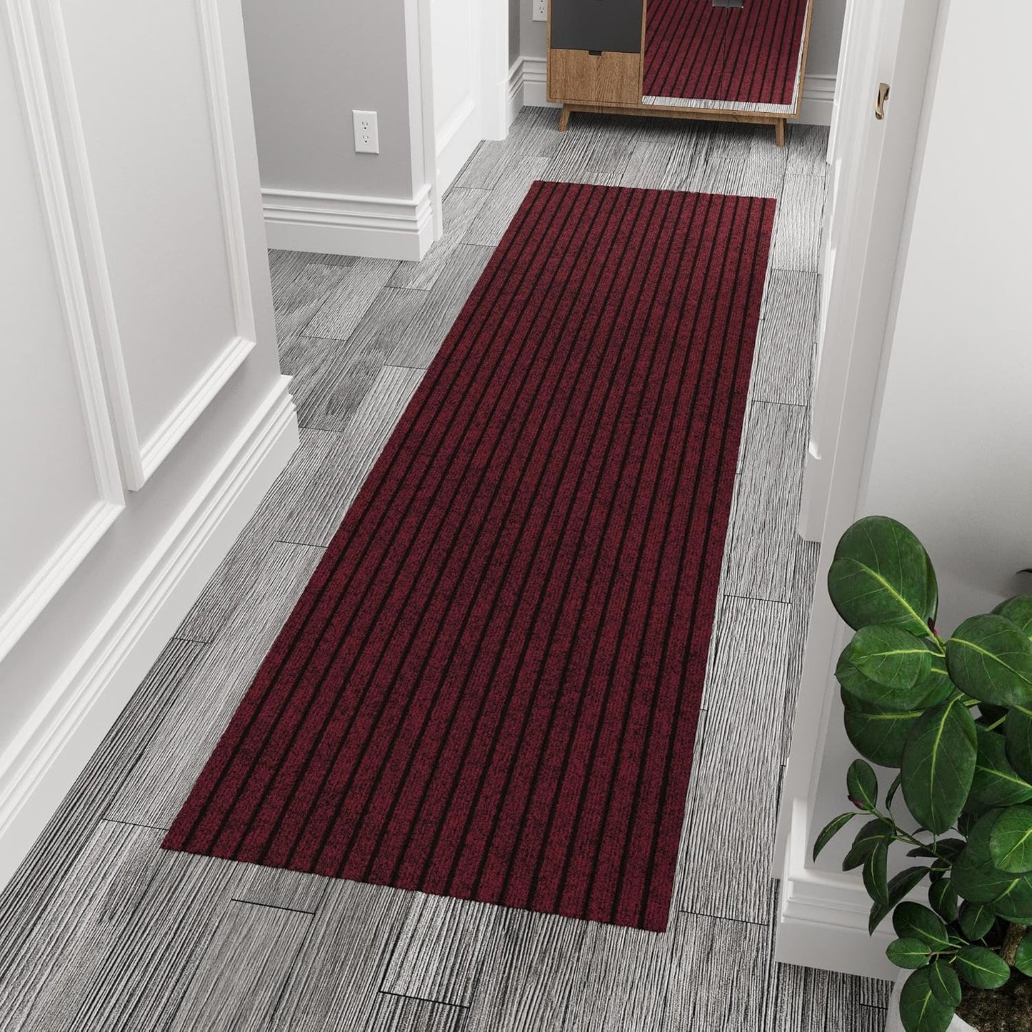 Ottomanson 2' x 9' Hallway Runner with Scraper Pile - Extra Durable Non-Slip Rug Mat for Indoor & Outdoor Use - Ideal for Kitchen, Entryway, Patio & Garage - High-Traffic Carpet, Red