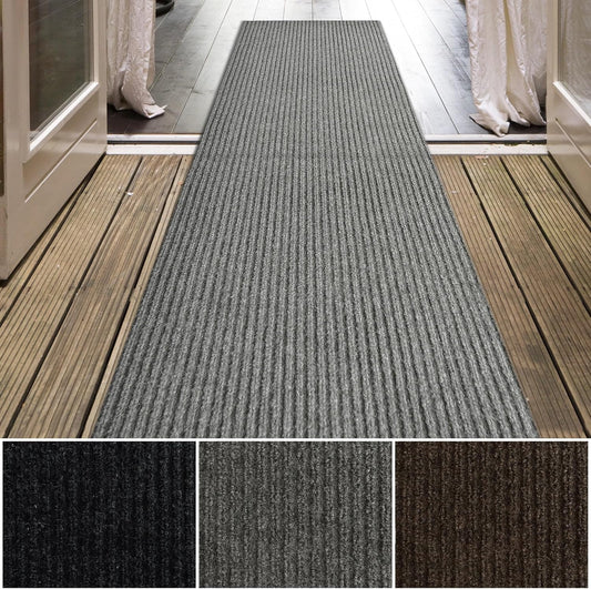 iCustomRug Spartan Weather Warrior Duty Indoor/Outdoor Utility Ribbed in 3ft,4ft,6ft Widths 70 Custom Sizes with Natural Non-Slip Rubber Backing 4'X14' in Grey