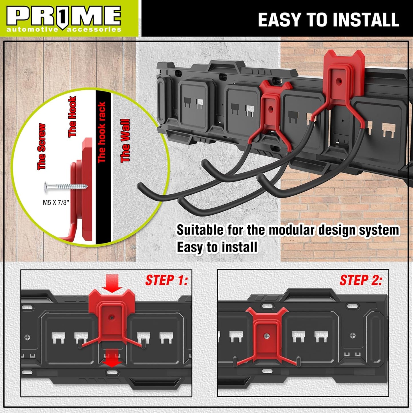 PR1ME Garage Hook, 1 Pack Heavy Duty Garage Wall Mount Hook, C Utility Garage Wall Storage Hook, Garage Storage Organization and Tool Hanger for Hoses, Extension Cords and Recreational Equipment