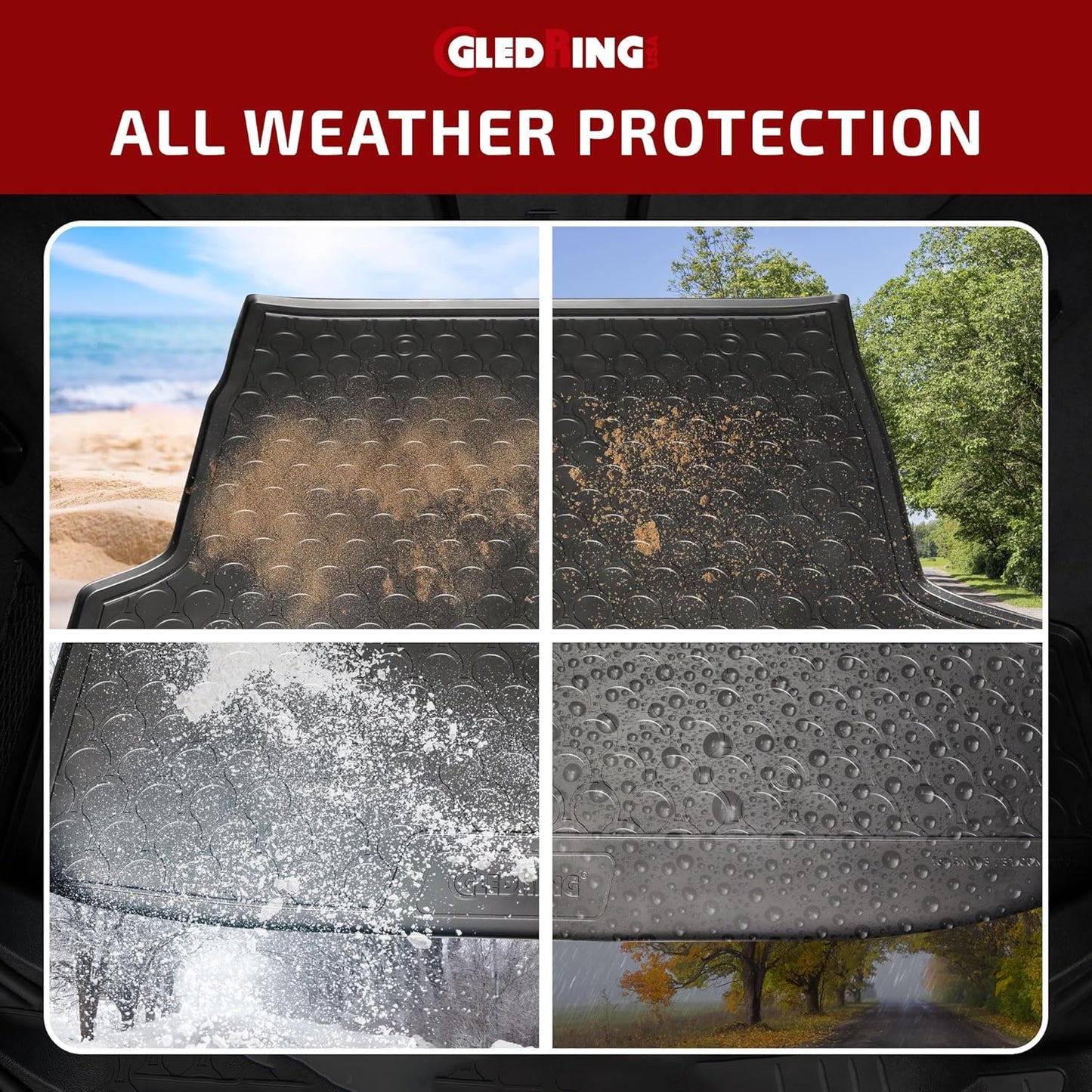 Gledring USA Custom Fit All-Weather Rubber Cargo Liner Intended for Mercedes Benz GLC X253 2016-2022, No Trimming Required, Tailored Custom Fit, Protects from Rain, Mud, & Snow