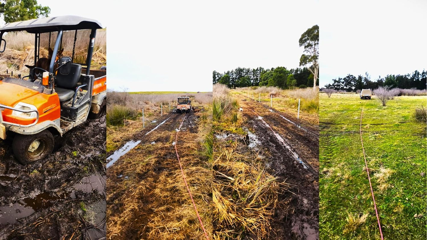 DOWN UNDER OUTDOORS Heavy Duty Game/Log/4x4 Recovery Kit, Deer Drag, 550 ft of 3/8” (23,150 lbs) Winch Rope on Metal Reel, 2 Tree Savers, 2 Soft Shackles, 2 Snatch Rings, 2 Figure 8 Rings, Gear Bag