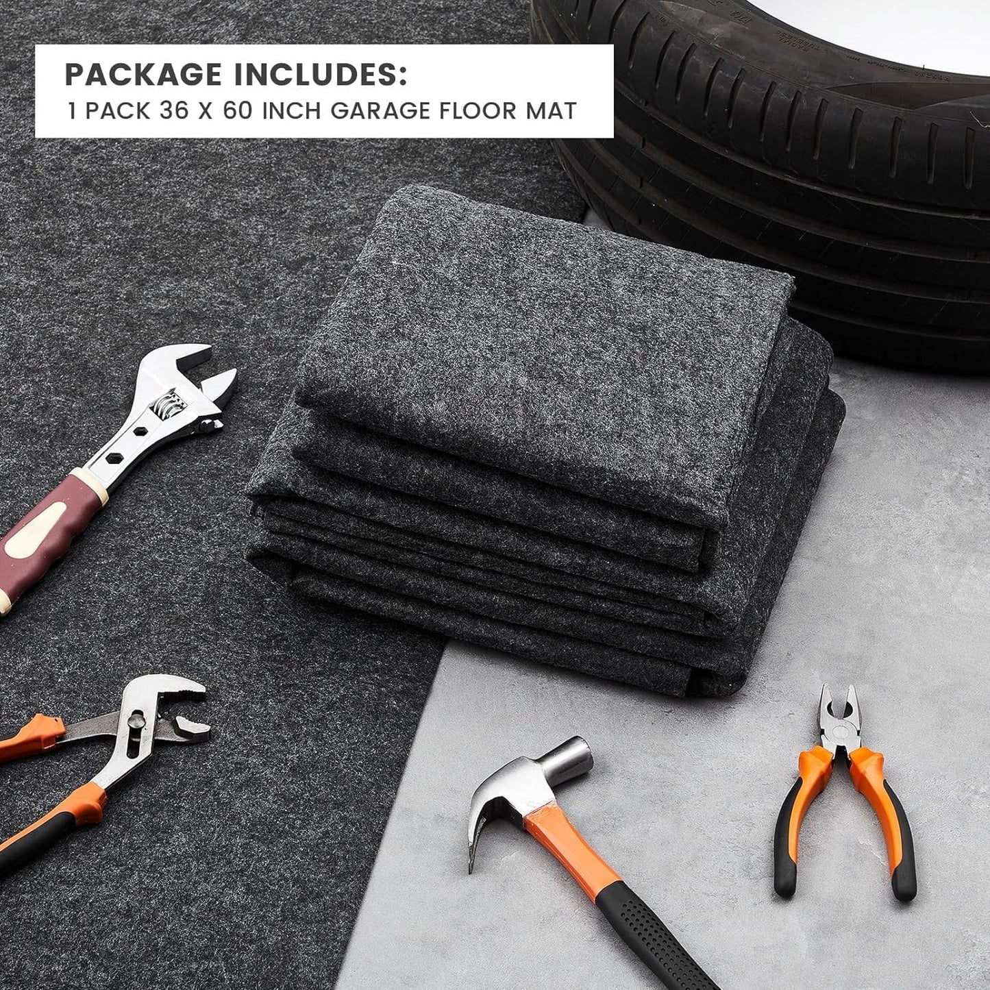 60 x 36 Inch Oil Spill Mat, Garage Floor Mat Under Car Driveway Mats Oil Leaks Absorbent Oil Pad, Reusable, Washable, Durable, Waterproof Backing, Protects Surfaces, Black