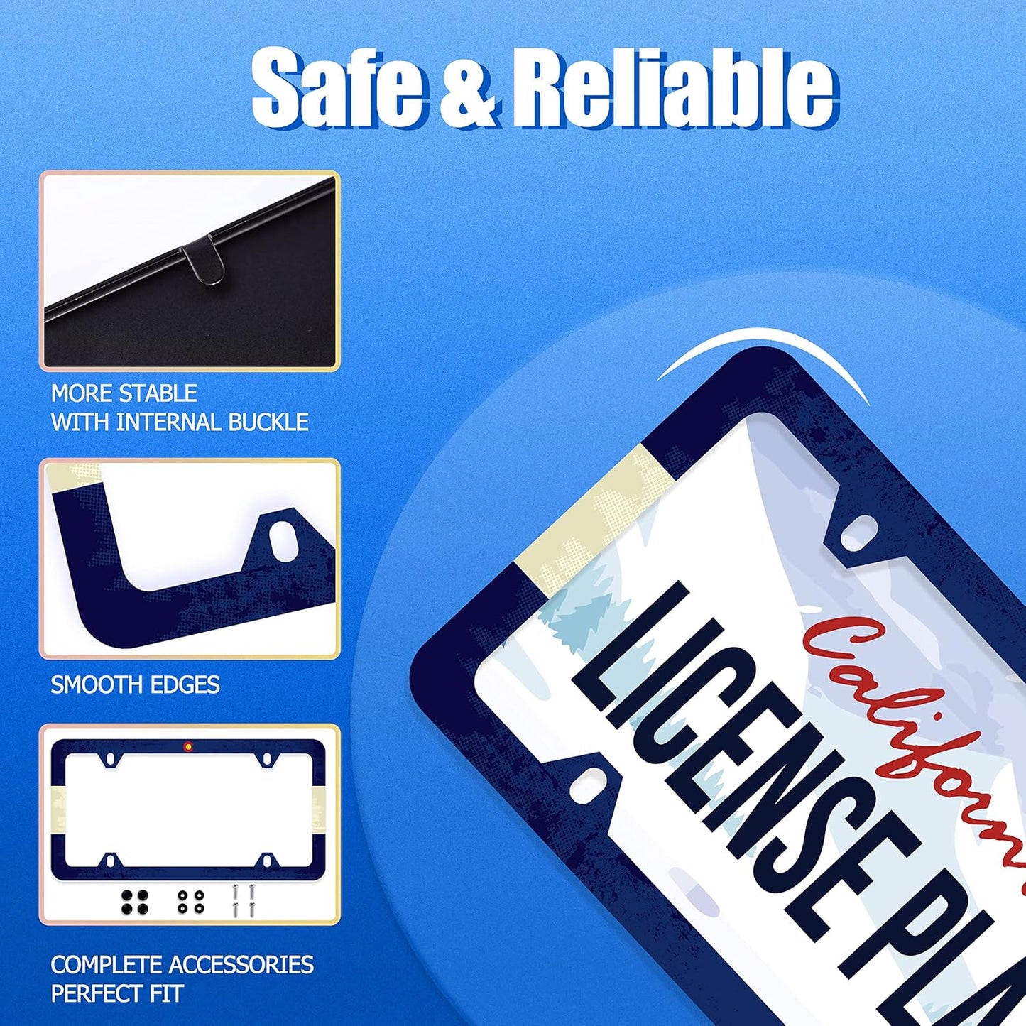 Colorado State Flag License Plate Frame License Plate Stainless Steel Parts Funny License Plate Decorative with Screws Size 12.3" x 6.3" for Men Women