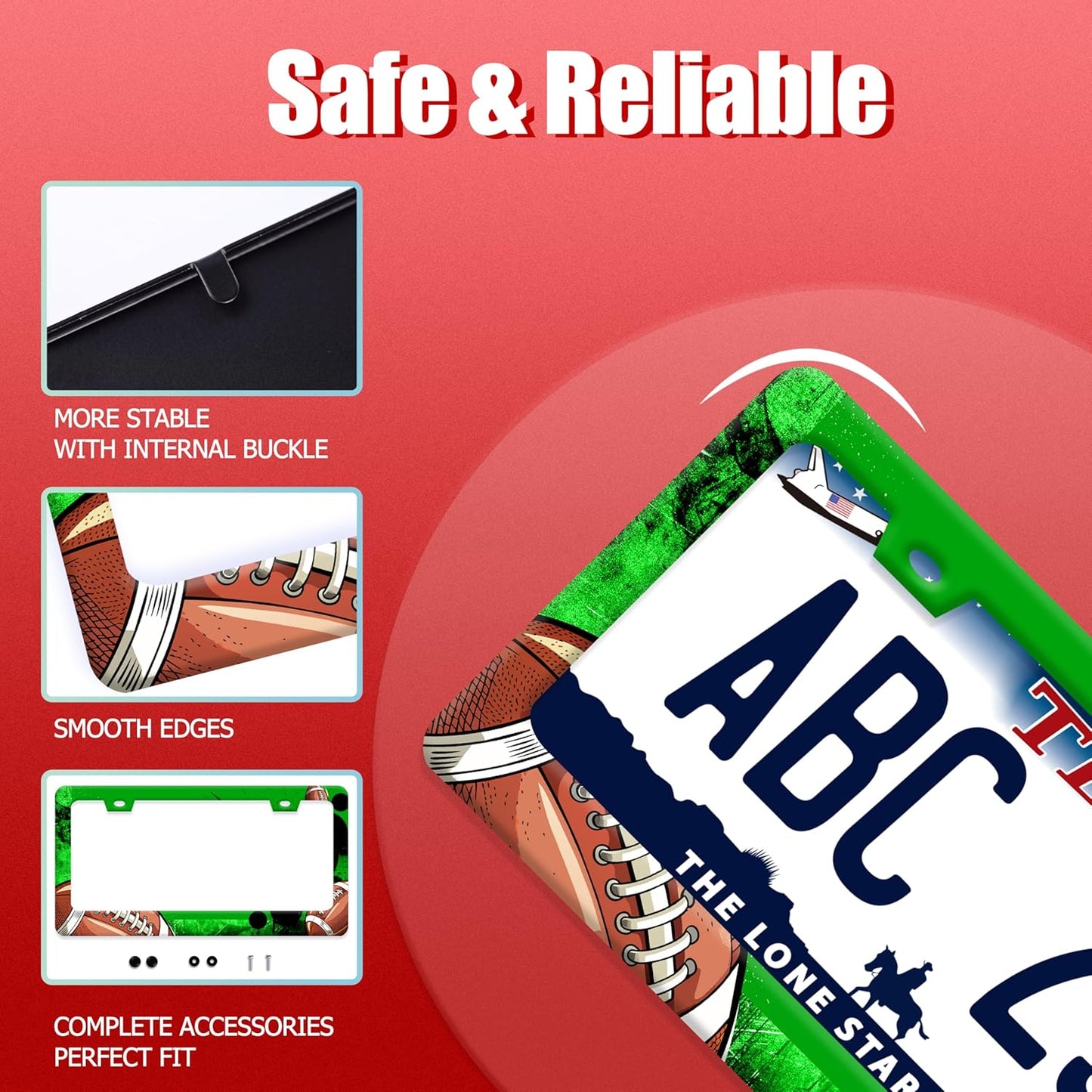 American Football License Plate Frame Funny Balls License Plate Holder Auto Accessory Decoration for Men Women 6.3x12.3 Inch