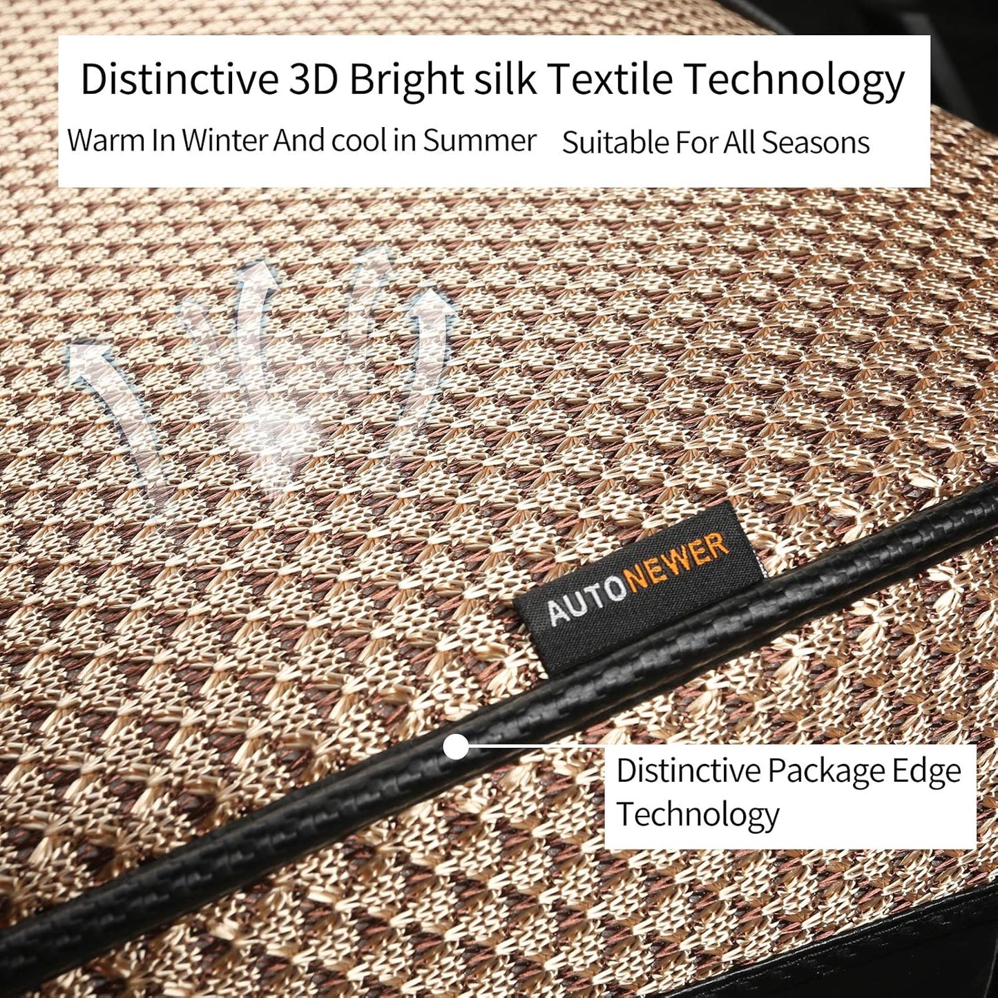 Auto Newer Breathable Universal Four Seasons Car Seat Covers, Luxury Include Front Car Seat Protector and RearCar Seat Cushion,Compatible with 95% Vehicles， Fit for Cars Truck SUV (Beige,3PCS)